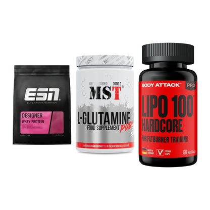 Definitionsphase-Set: ESN Designer + MST Glutamine + Body Attack – alle enthaltenen Artikel