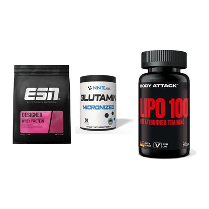 Definitionsphase-Set: ESN Designer + NNT Glutamin + Body Attack – alle enthaltenen Artikel