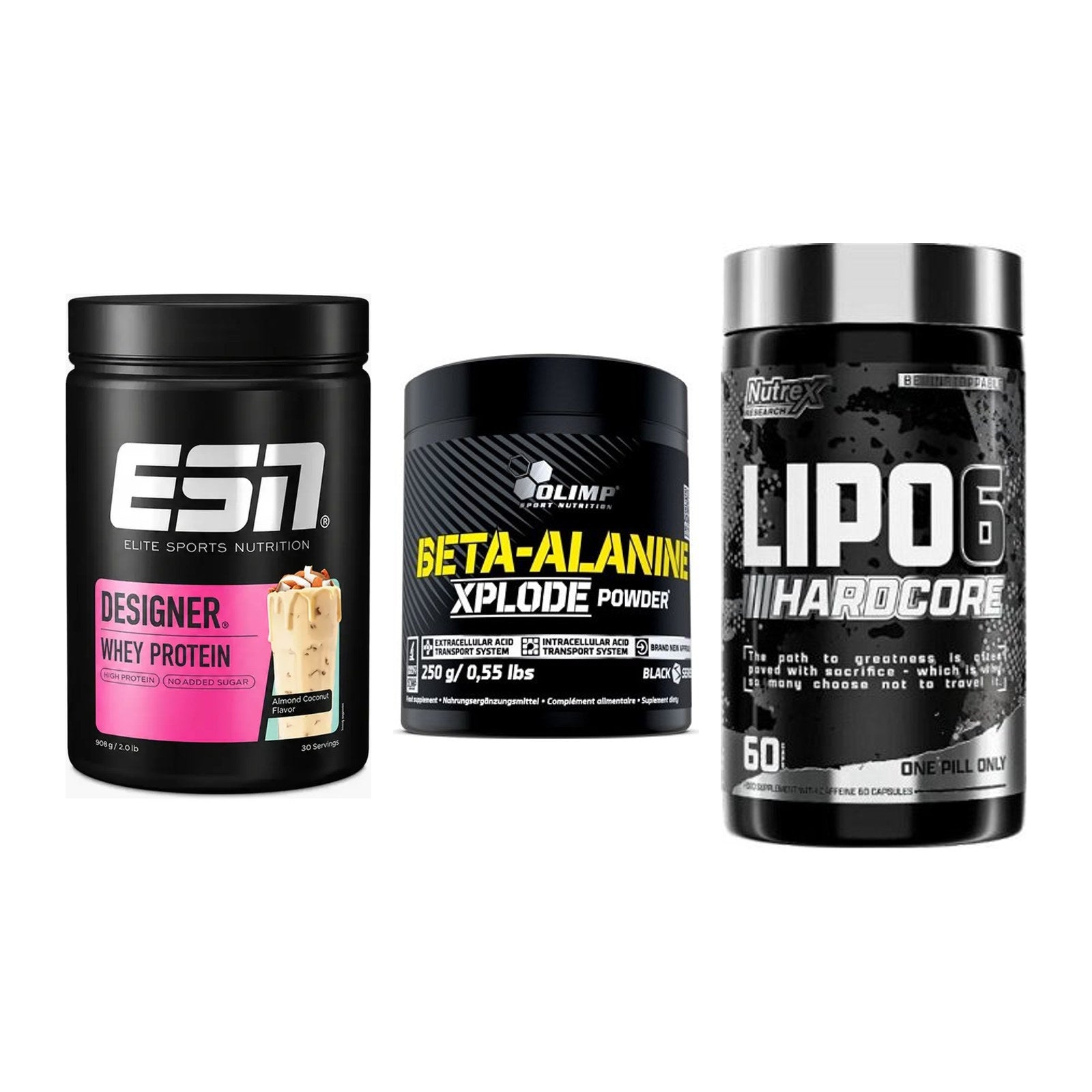 Definitionsphase-Set: ESN Designer + Olimp Beta-Ala + Nutrex Lipo 6 – alle enthaltenen Artikel