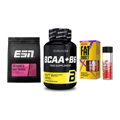 Definitionsphase-Set: ESN Designer + BioTech BCAA+B + Nutrend Fat – alle enthaltenen Artikel