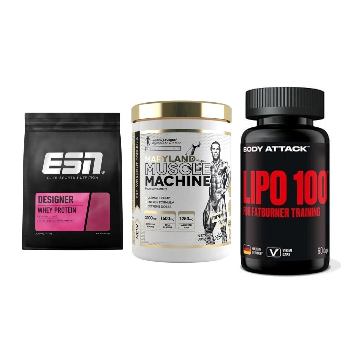 Definitionsphase-Set: ESN Designer + Kevin Levrone + Body Attack – alle enthaltenen Artikel
