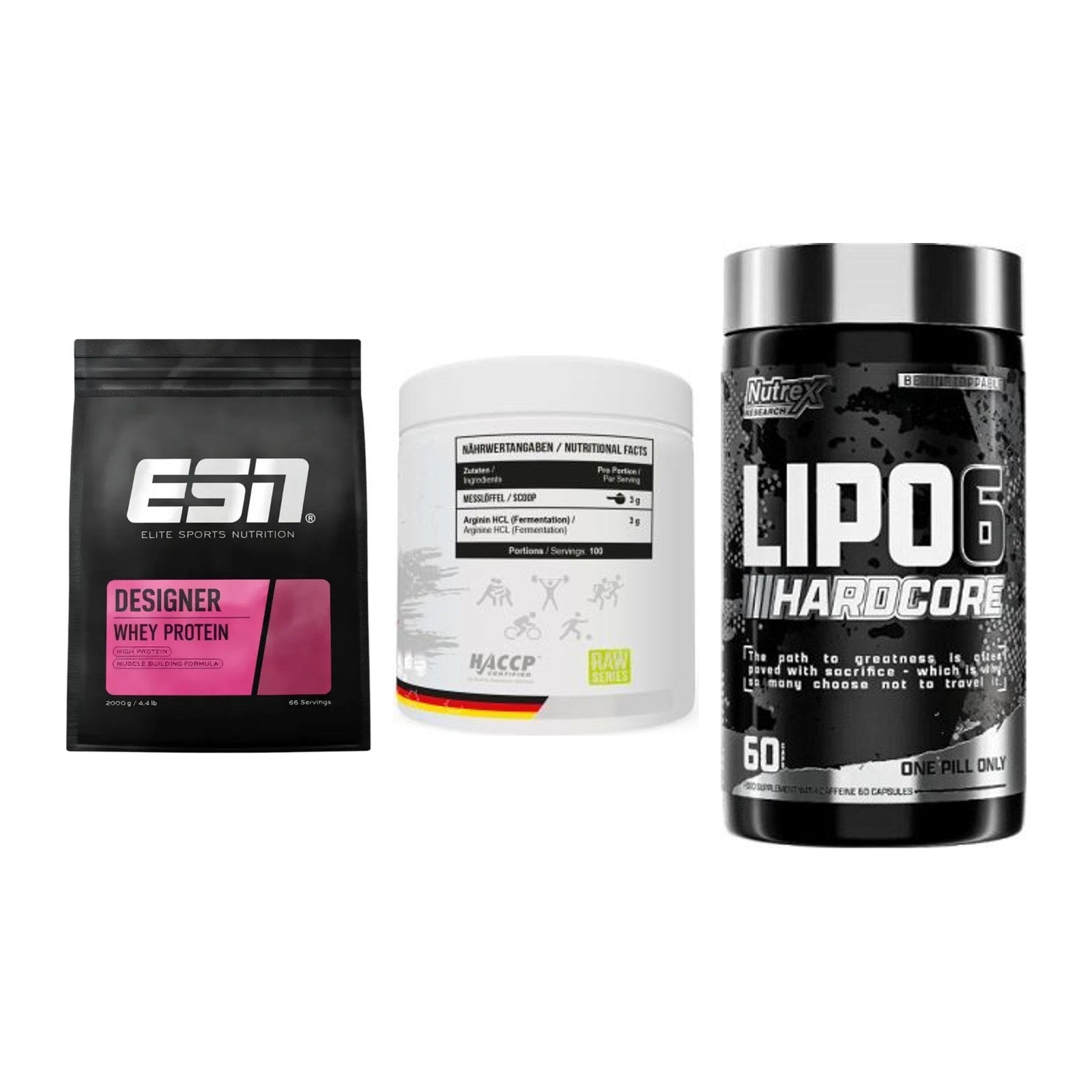Definitionsphase-Set: ESN Designer + MST Arginine + Nutrex Lipo 6 – alle enthaltenen Artikel