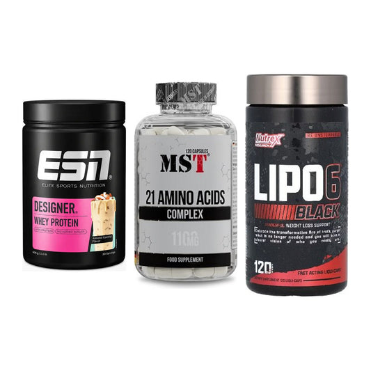 Definitionsphase-Set: ESN Designer + MST 21 Amino + Nutrex Lipo 6 – alle enthaltenen Artikel