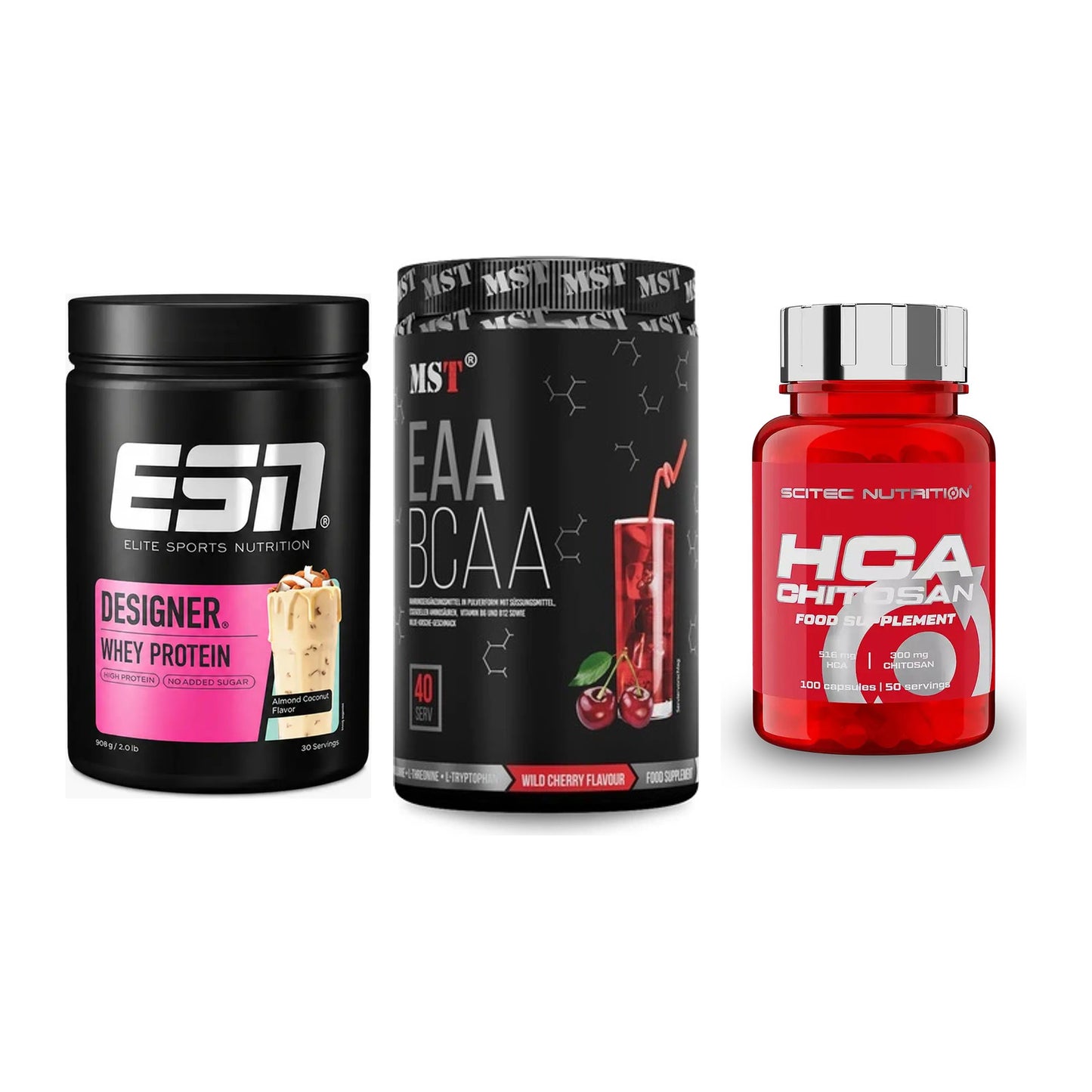 Definitionsphase-Set: ESN Designer + MST EAA & BCAA + Scitec HCA-Chi – alle enthaltenen Artikel