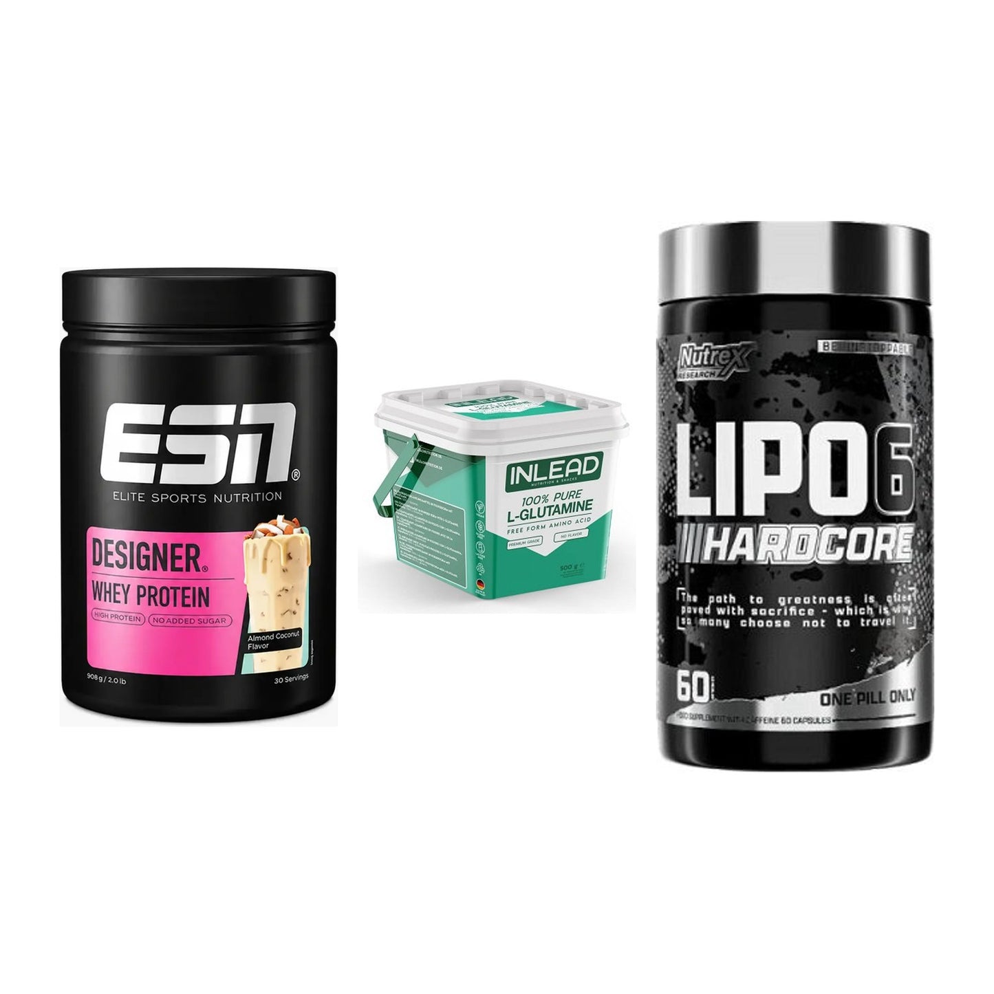 Definitionsphase-Set: ESN Designer + INLEAD L-Gluta + Nutrex Lipo 6 – alle enthaltenen Artikel