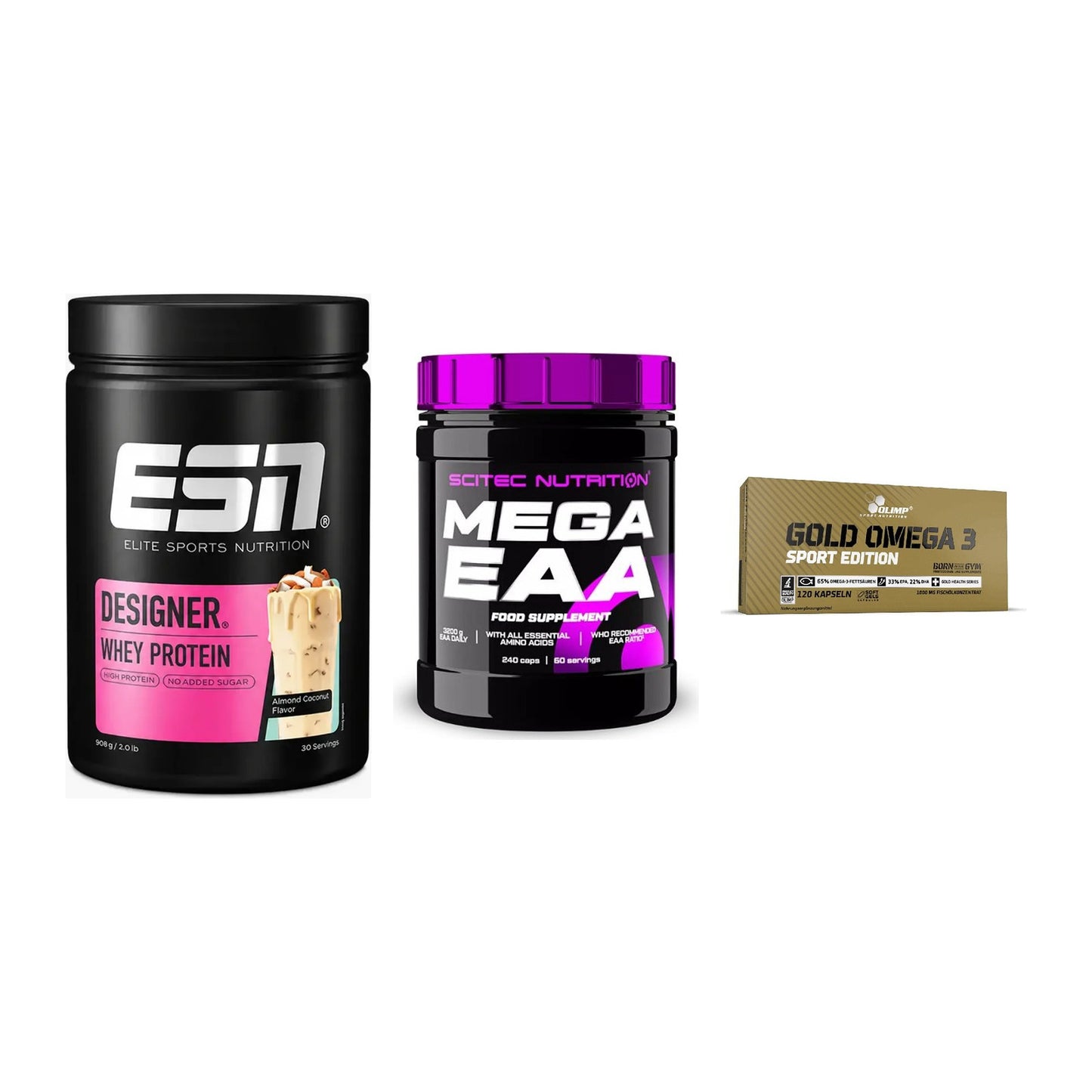 Definitionsphase-Set: ESN Designer + Scitec Mega + Olimp Omega 3 – alle enthaltenen Artikel