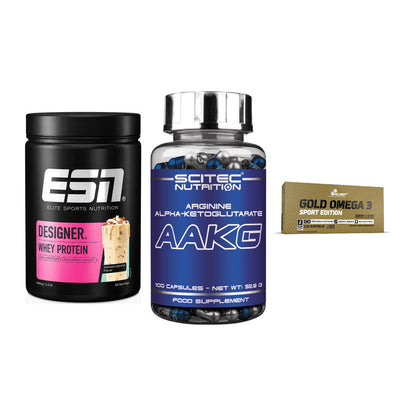 Definitionsphase-Set: ESN Designer + Scitec AAKG + Olimp Omega 3 – alle enthaltenen Artikel