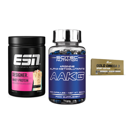Definitionsphase-Set: ESN Designer + Scitec AAKG + Olimp Omega 3 – alle enthaltenen Artikel
