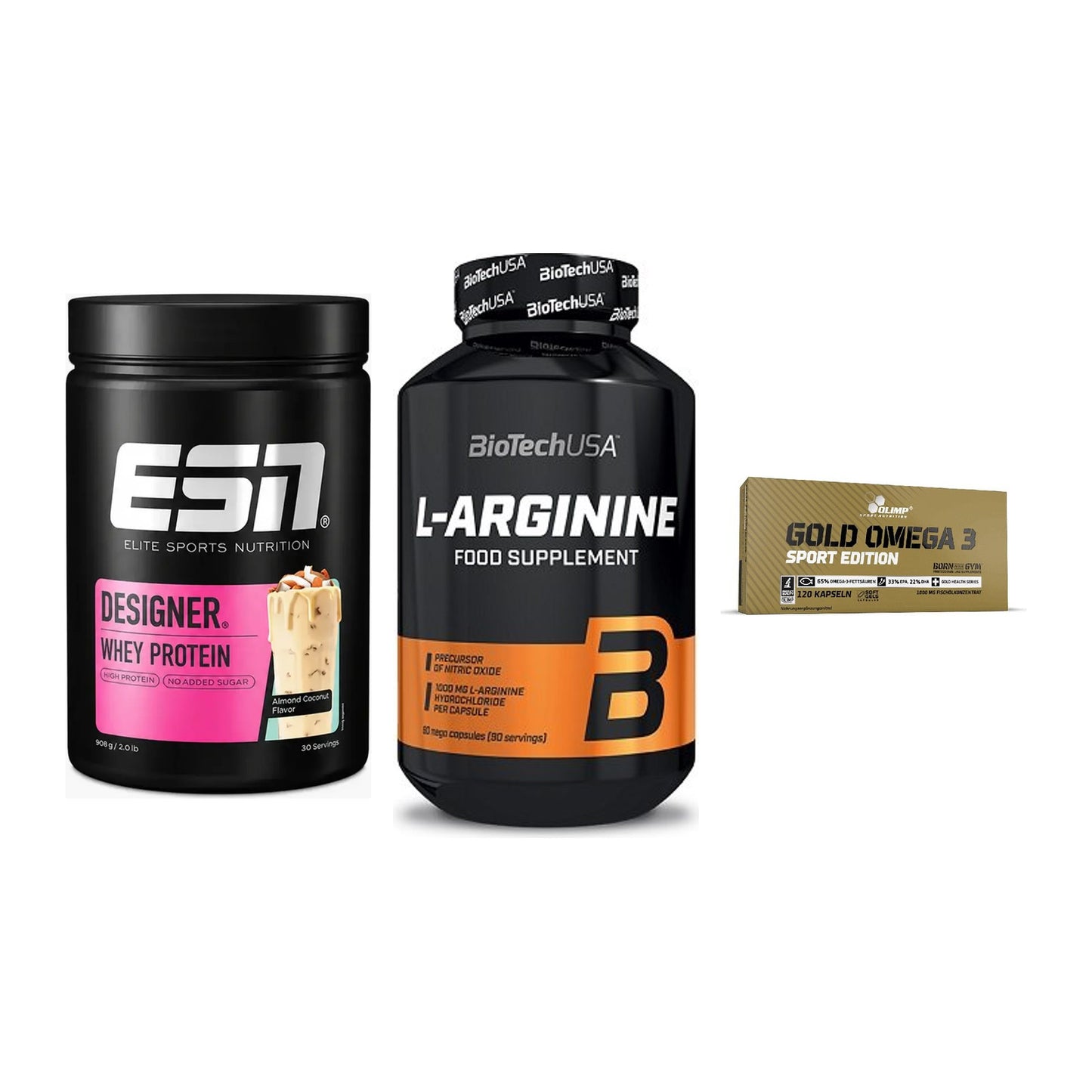 Definitionsphase-Set: ESN Designer + BioTech L-Argi + Olimp Omega 3 – alle enthaltenen Artikel