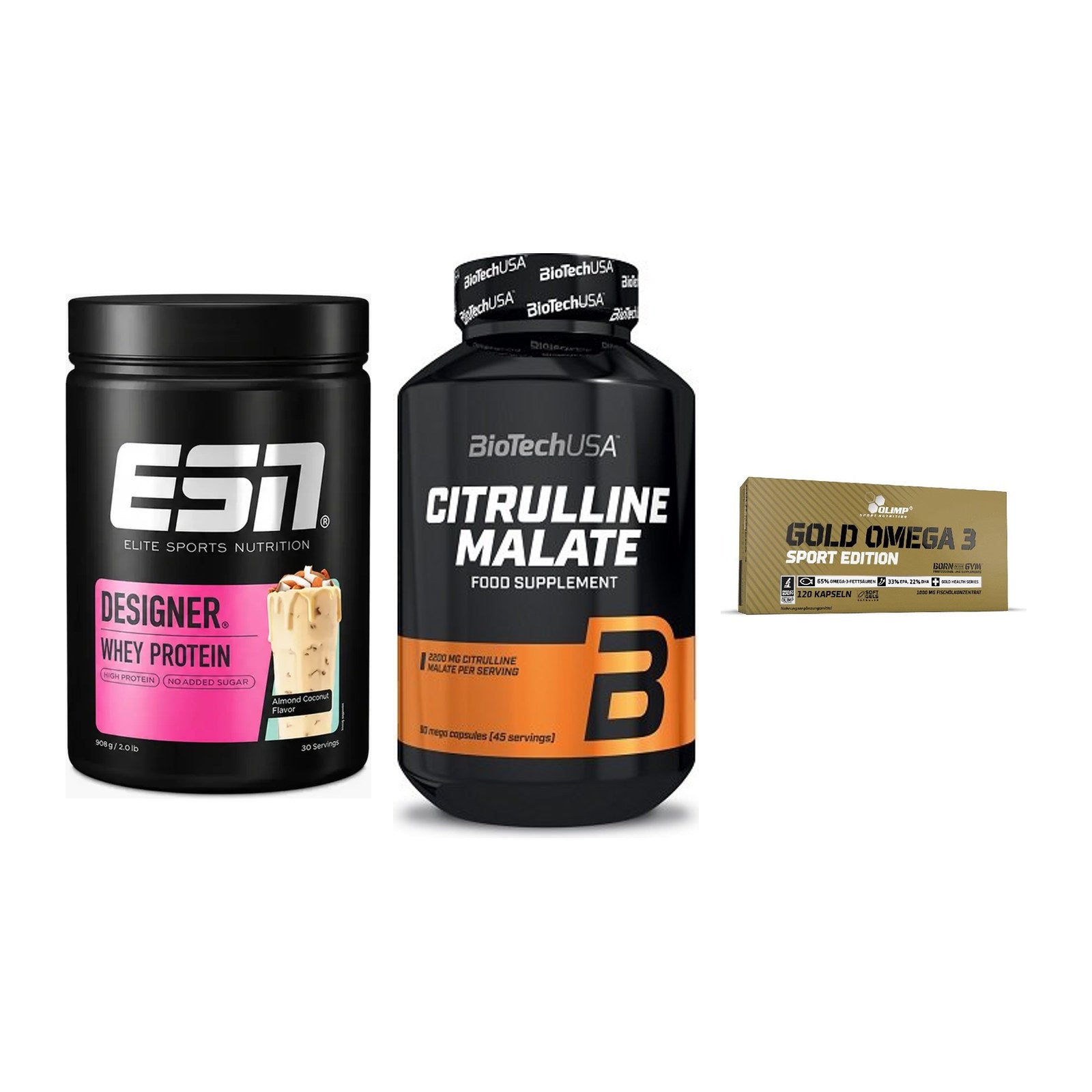 Definitionsphase-Set: ESN Designer + BioTech Citrul + Olimp Omega 3 – alle enthaltenen Artikel