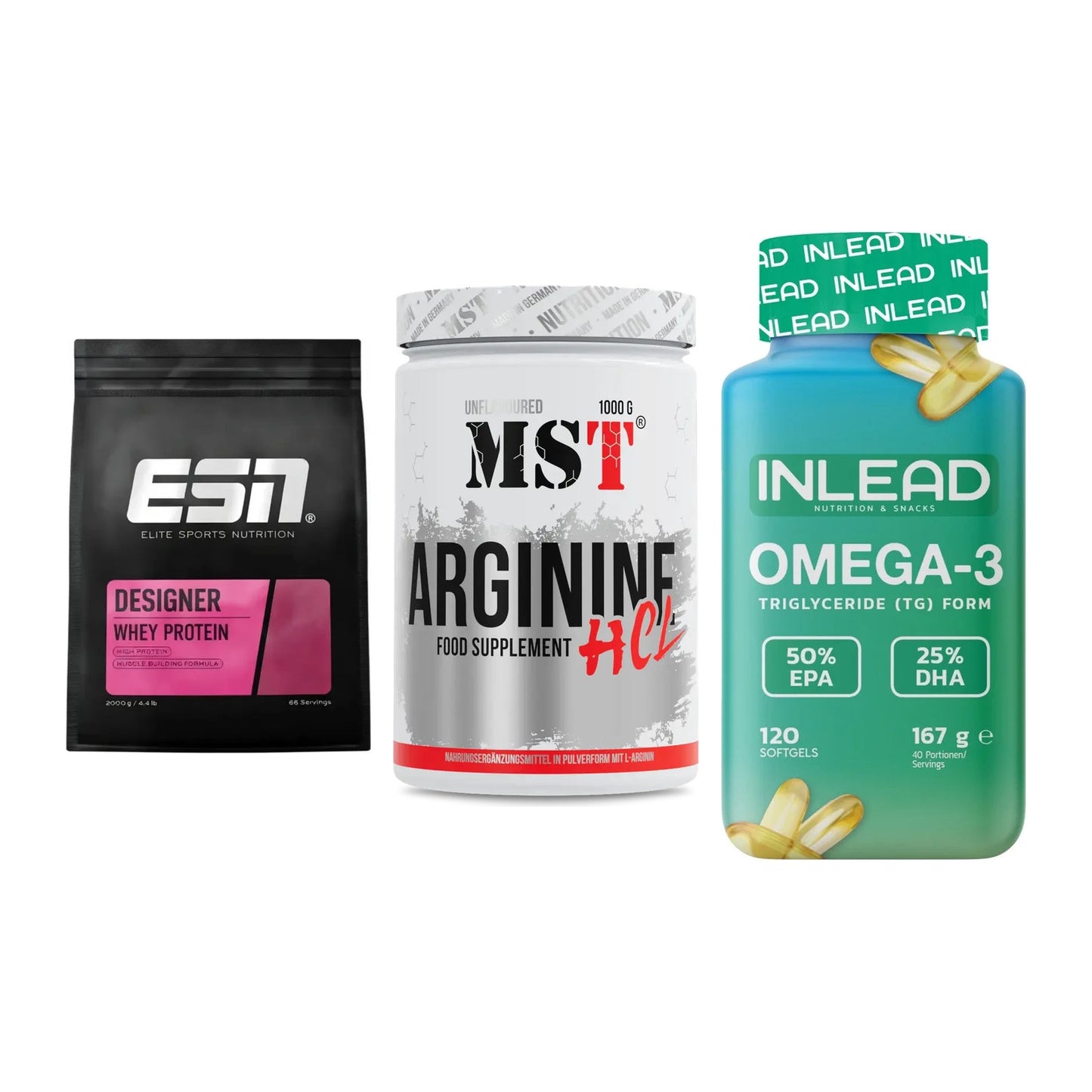 Definitionsphase-Set: ESN Designer + MST Arginine + INLEAD Omega-3 – alle enthaltenen Artikel