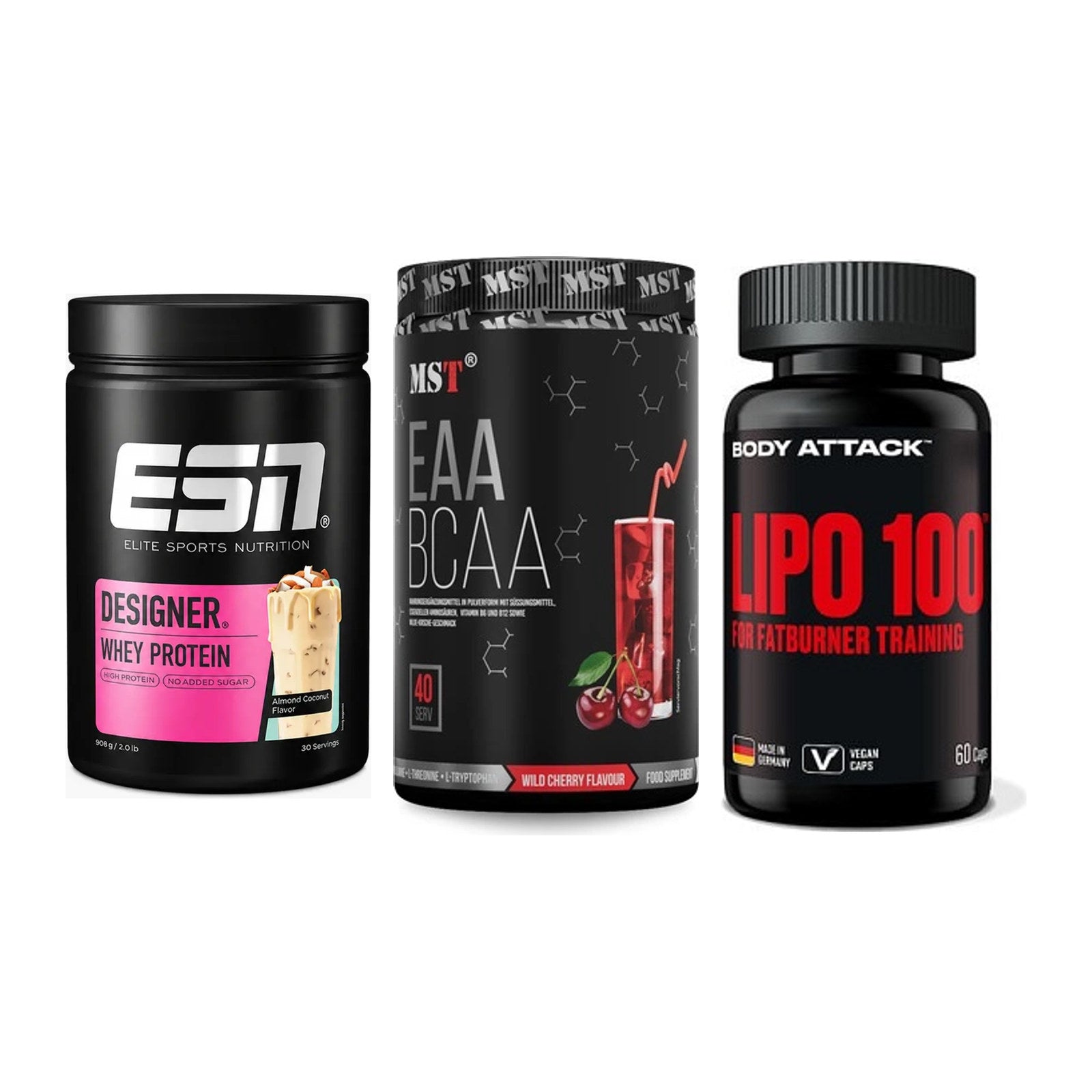 Definitionsphase-Set: ESN Designer + MST EAA & BCAA + Body Attack – alle enthaltenen Artikel