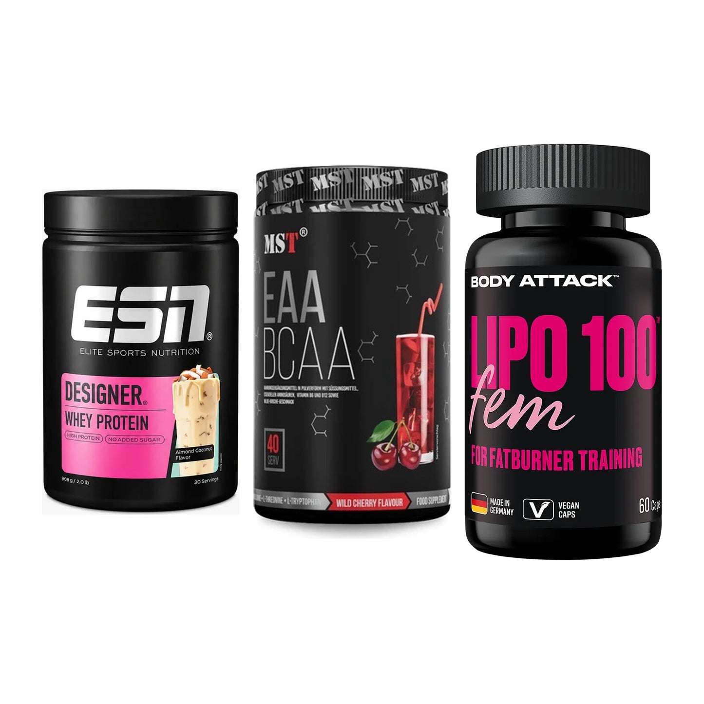 Definitionsphase-Set: ESN Designer + MST EAA & BCAA + Body Attack – alle enthaltenen Artikel