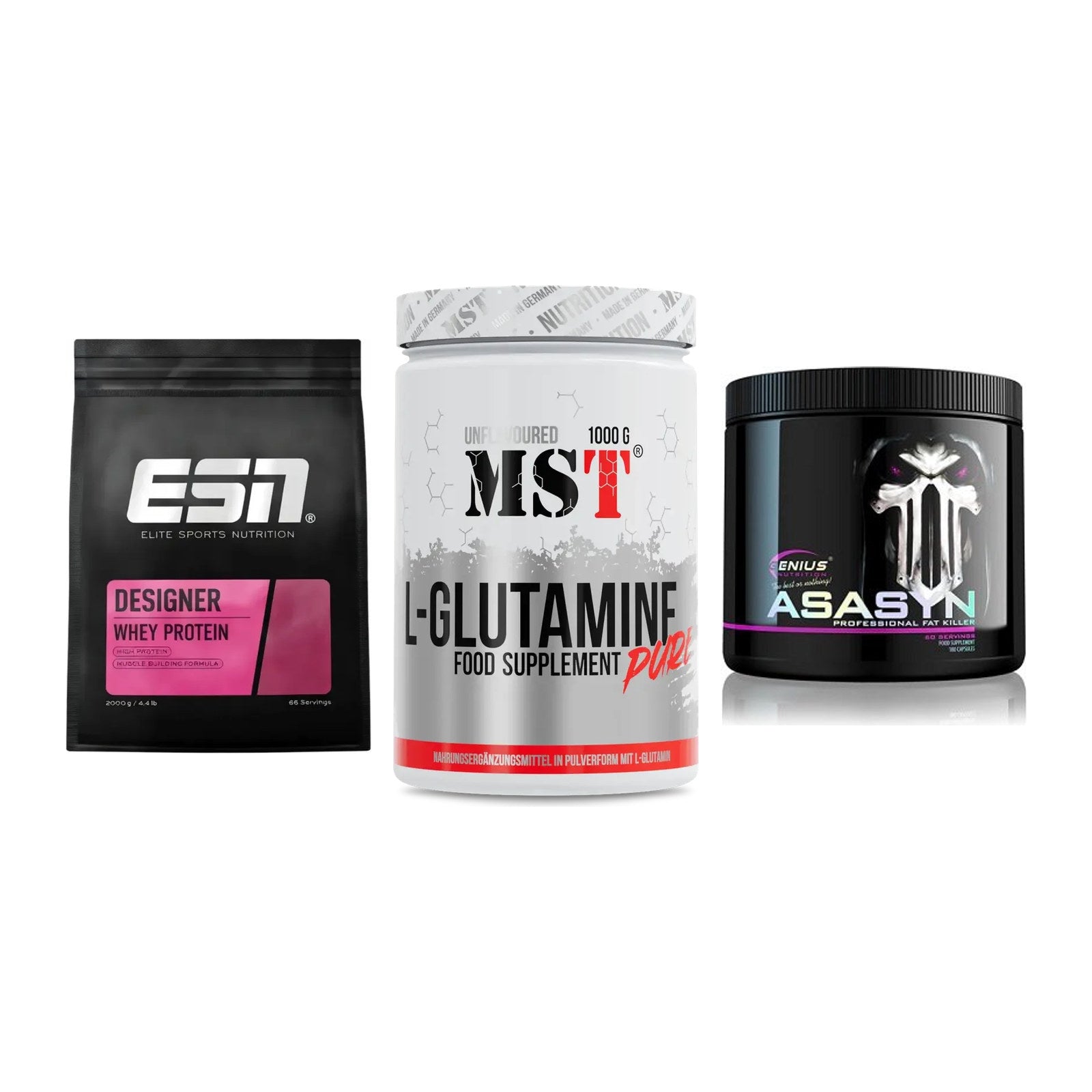 Definitionsphase-Set: ESN Designer + MST Glutamine + Genius Nutriti – alle enthaltenen Artikel