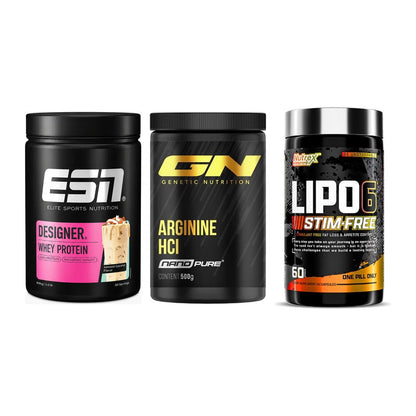 Definitionsphase-Set: ESN Designer + GN Arginine + Nutrex Lipo 6 – alle enthaltenen Artikel