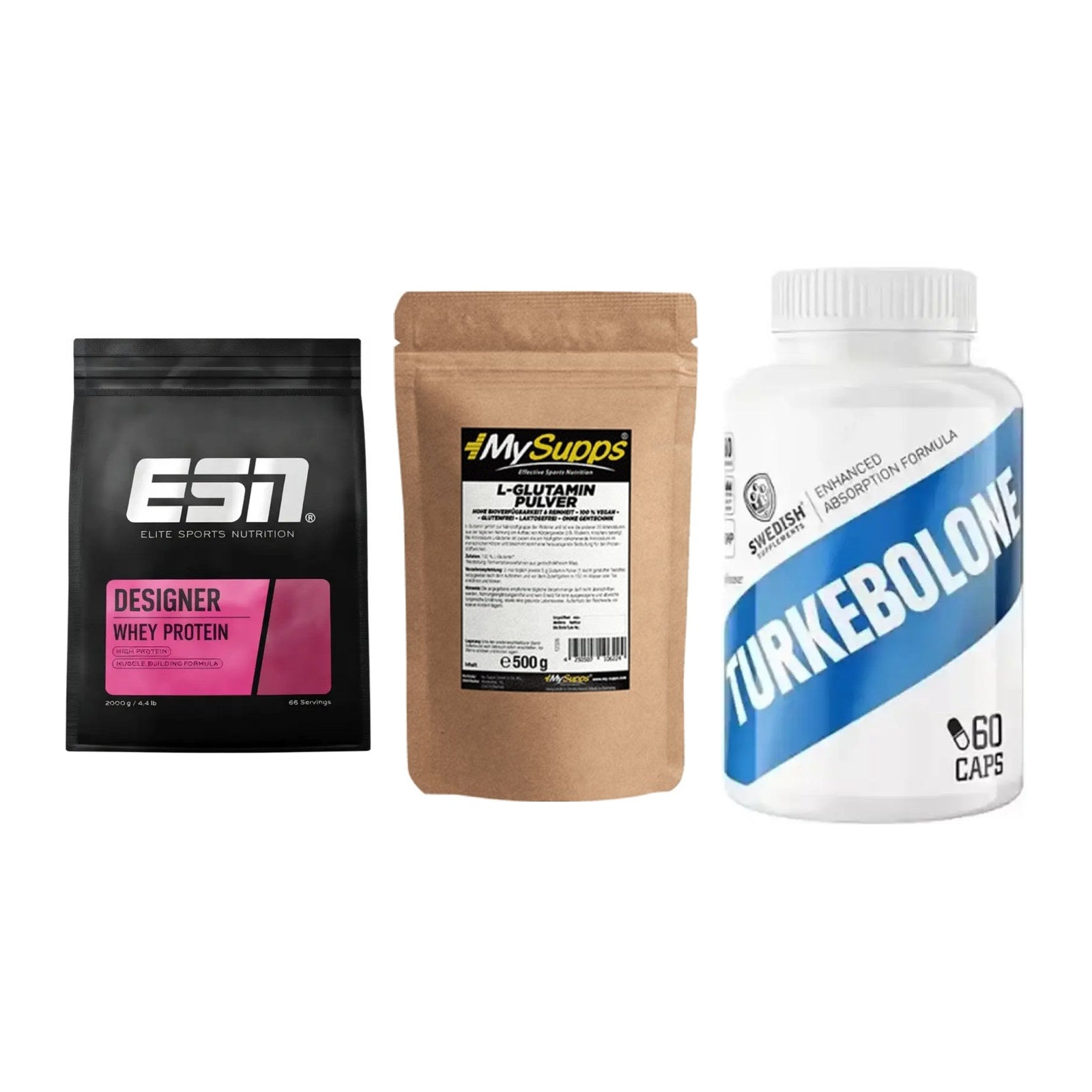 Definitionsphase-Set: ESN Designer + MySupps Glutam + Swedish Supple – alle enthaltenen Artikel