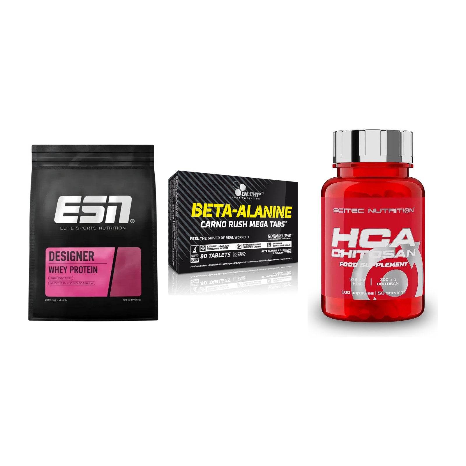Definitionsphase-Set: ESN Designer + Olimp Beta-Ala + Scitec HCA-Chi – alle enthaltenen Artikel