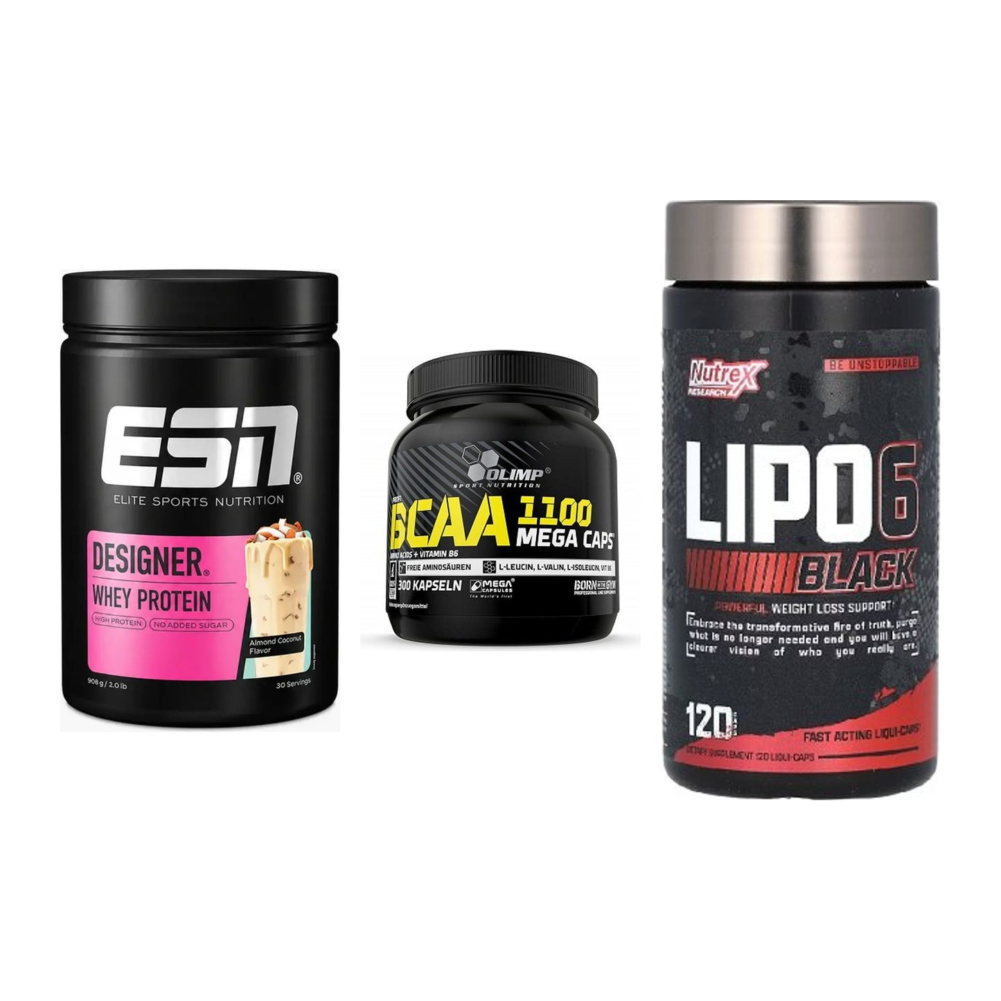 Definitionsphase-Set: ESN Designer + Olimp BCAA + Nutrex Lipo 6 – alle enthaltenen Artikel