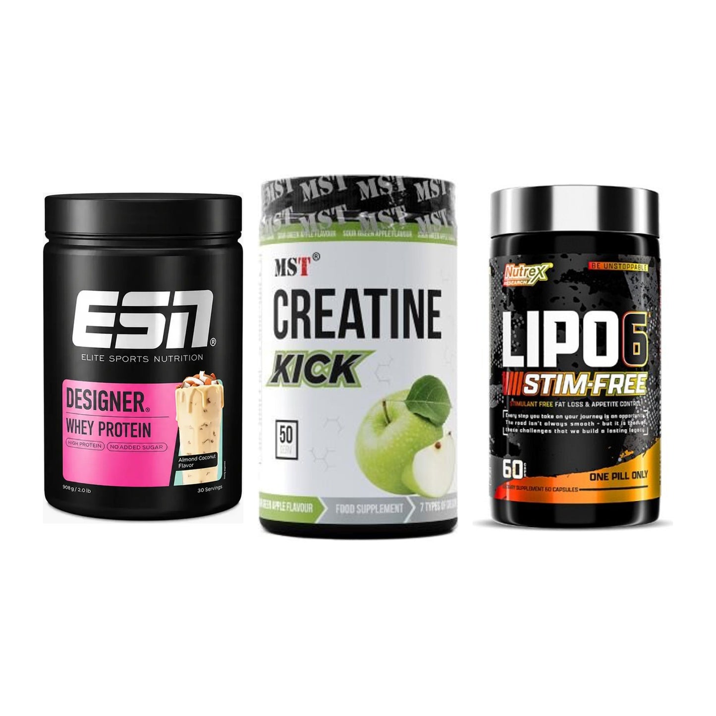 Definitionsphase-Set: ESN Designer + MST Creatine + Nutrex Lipo 6 – alle enthaltenen Artikel