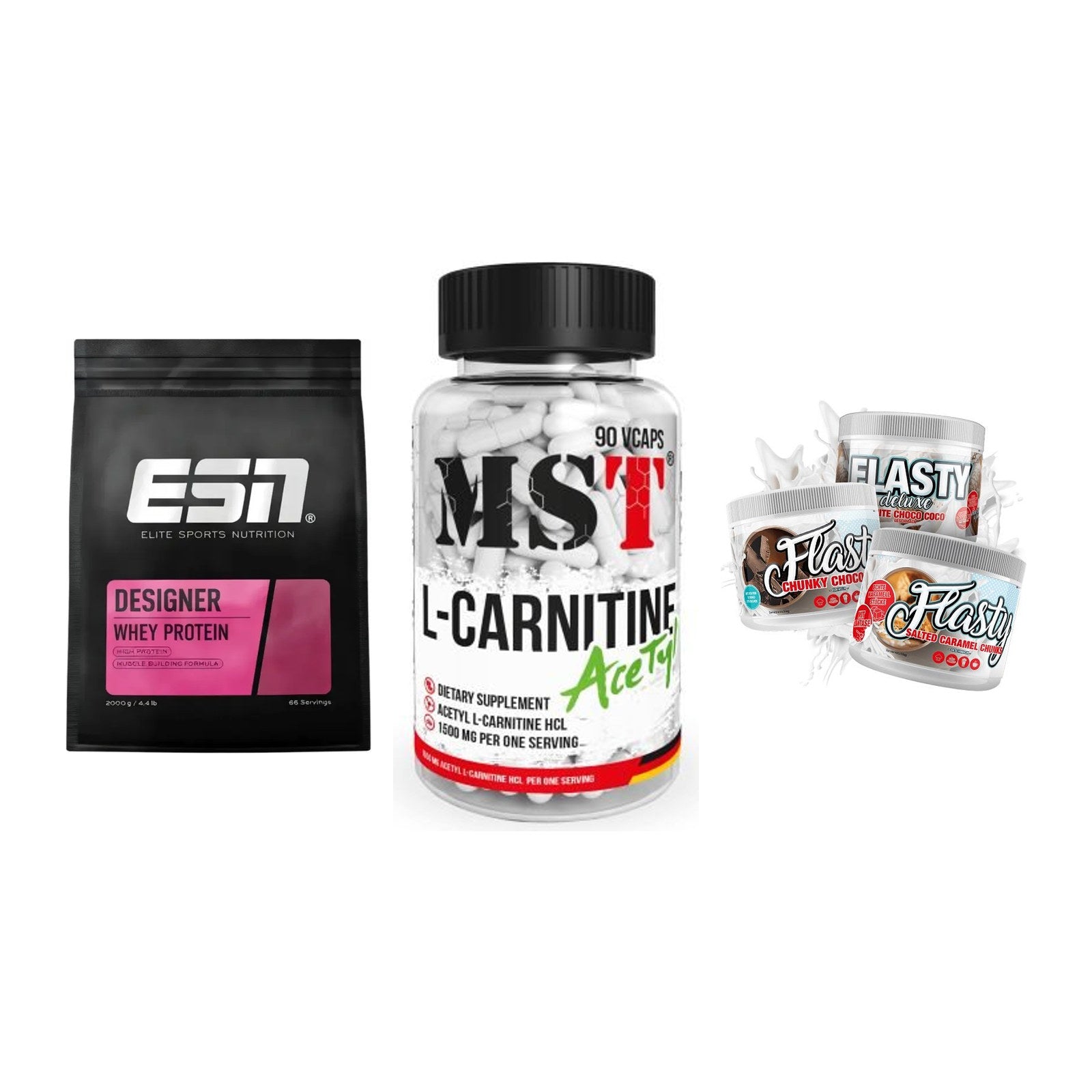 Definitionsphase-Set: ESN Designer + MST L-Carnitin + Sinob Flasty – alle enthaltenen Artikel