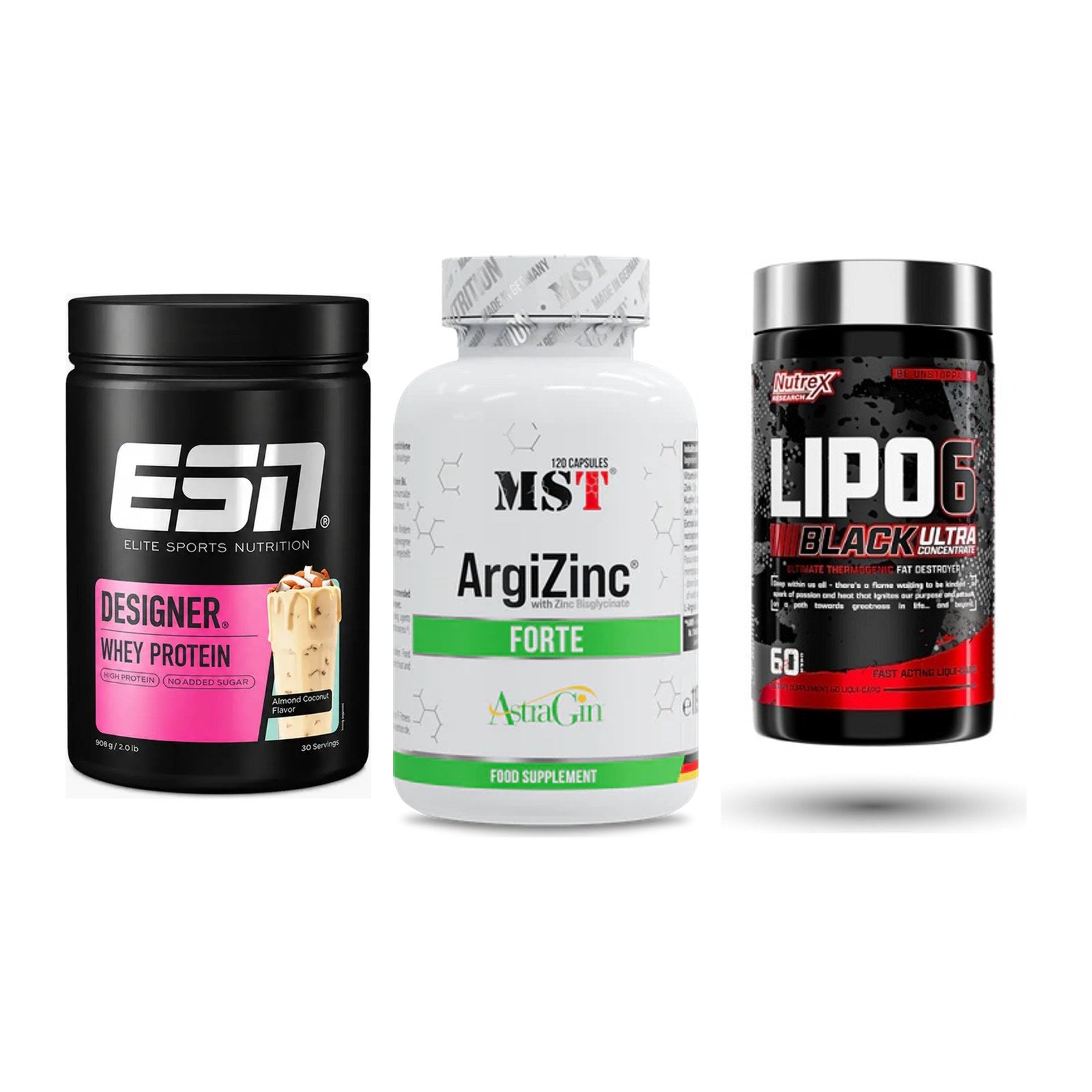 Definitionsphase-Set: ESN Designer + MST ArgiZinc + Nutrex Lipo 6 – alle enthaltenen Artikel