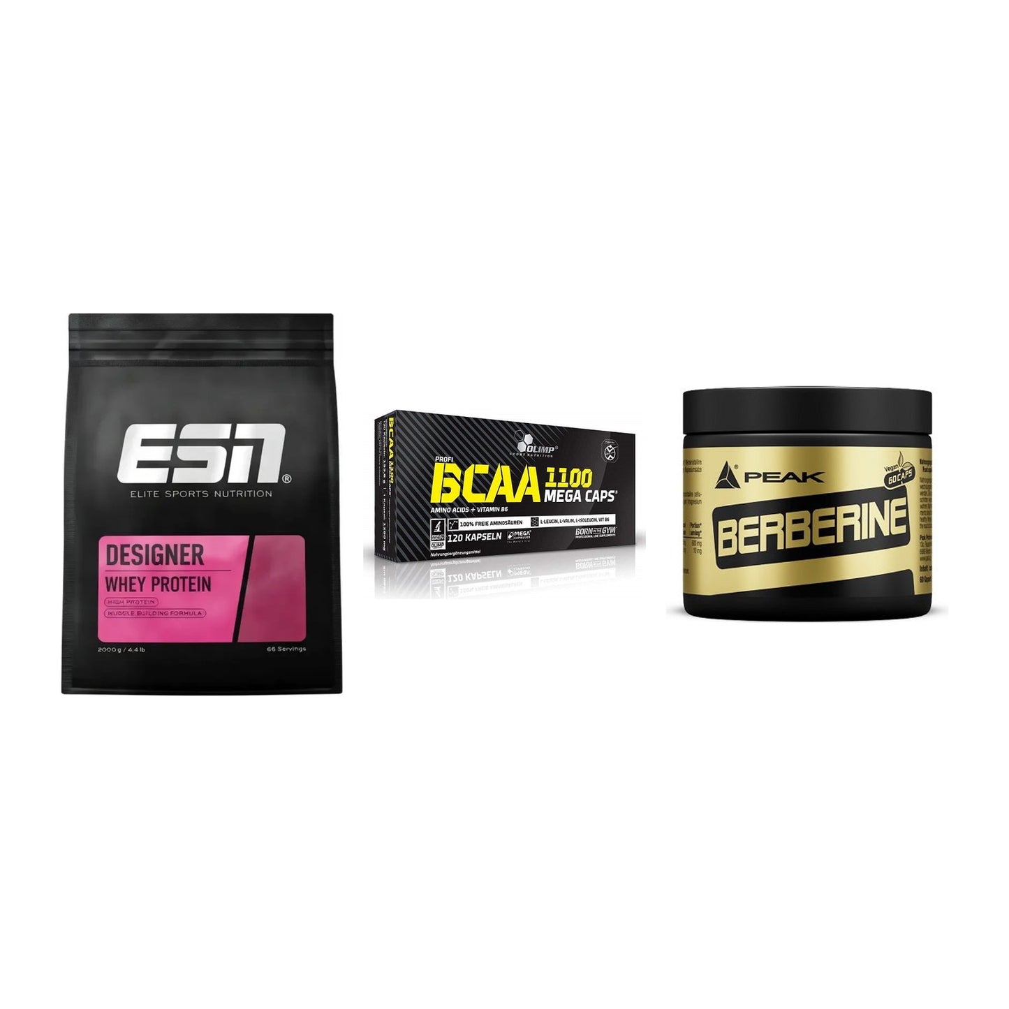 Definitionsphase-Set: ESN Designer + Olimp BCAA + Peak Berberine – alle enthaltenen Artikel