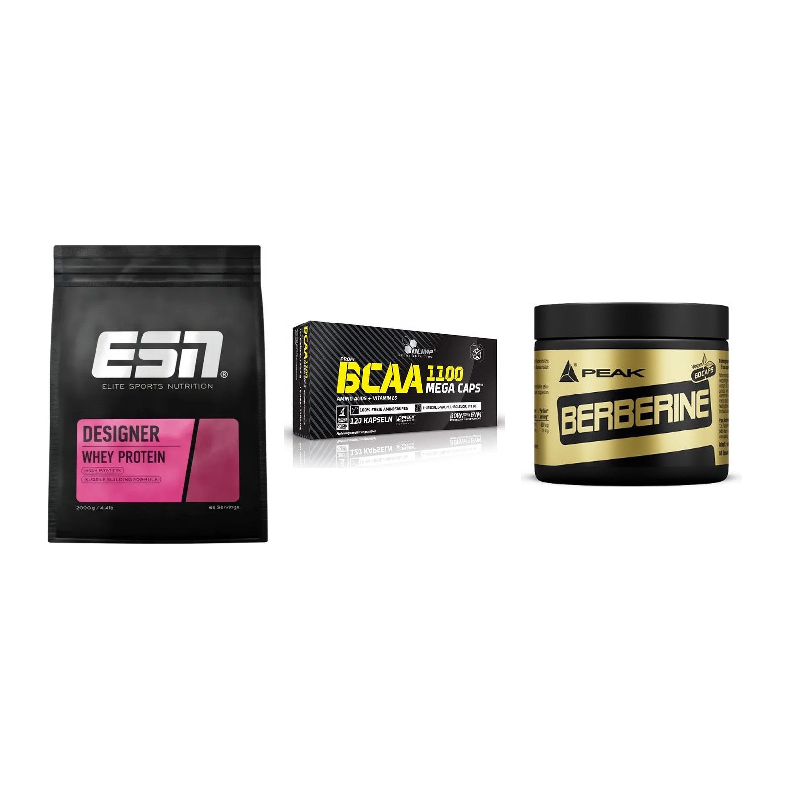 Definitionsphase-Set: ESN Designer + Olimp BCAA + Peak Berberine – alle enthaltenen Artikel