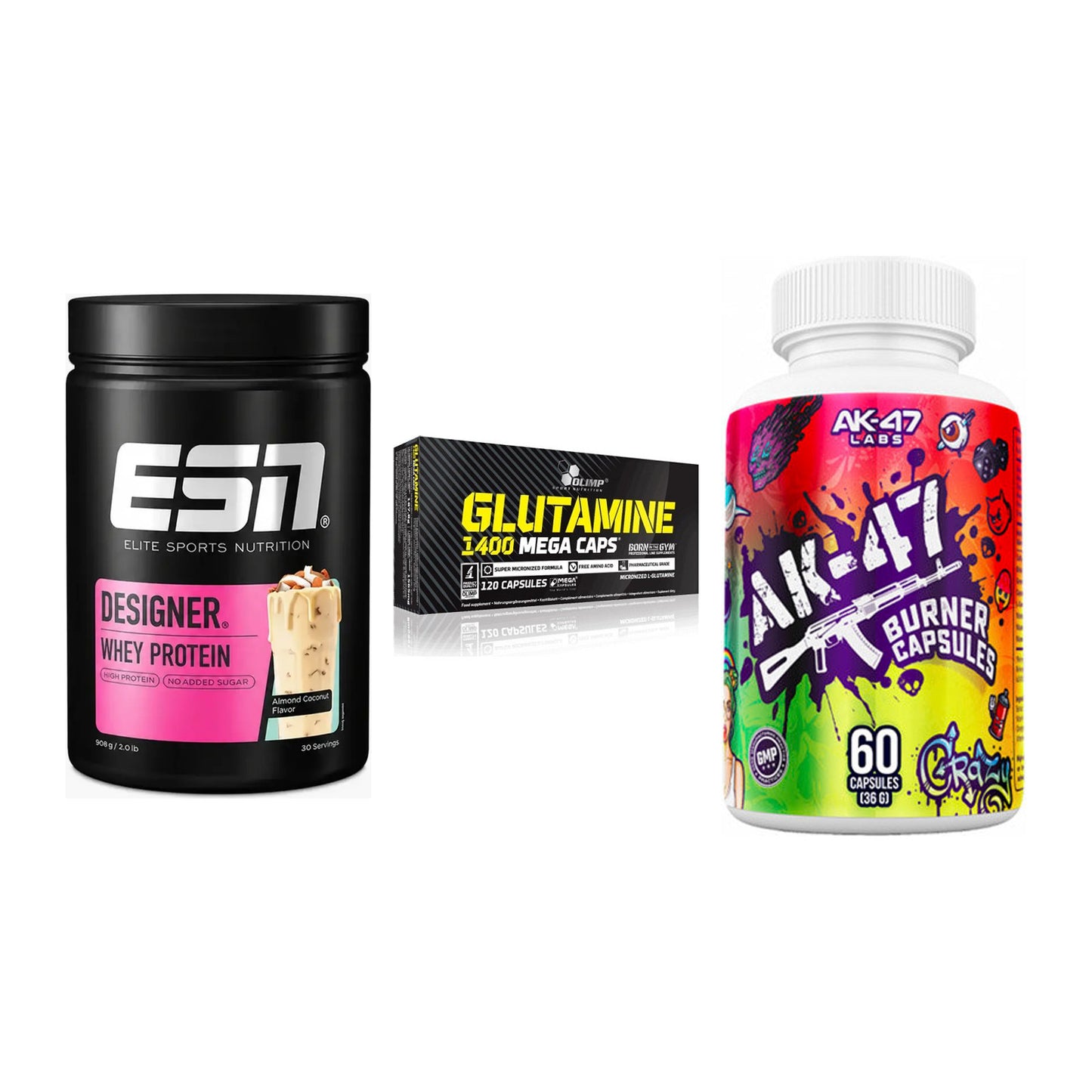 Definitionsphase-Set: ESN Designer + Olimp L-Glutam + AK47 Labs – alle enthaltenen Artikel