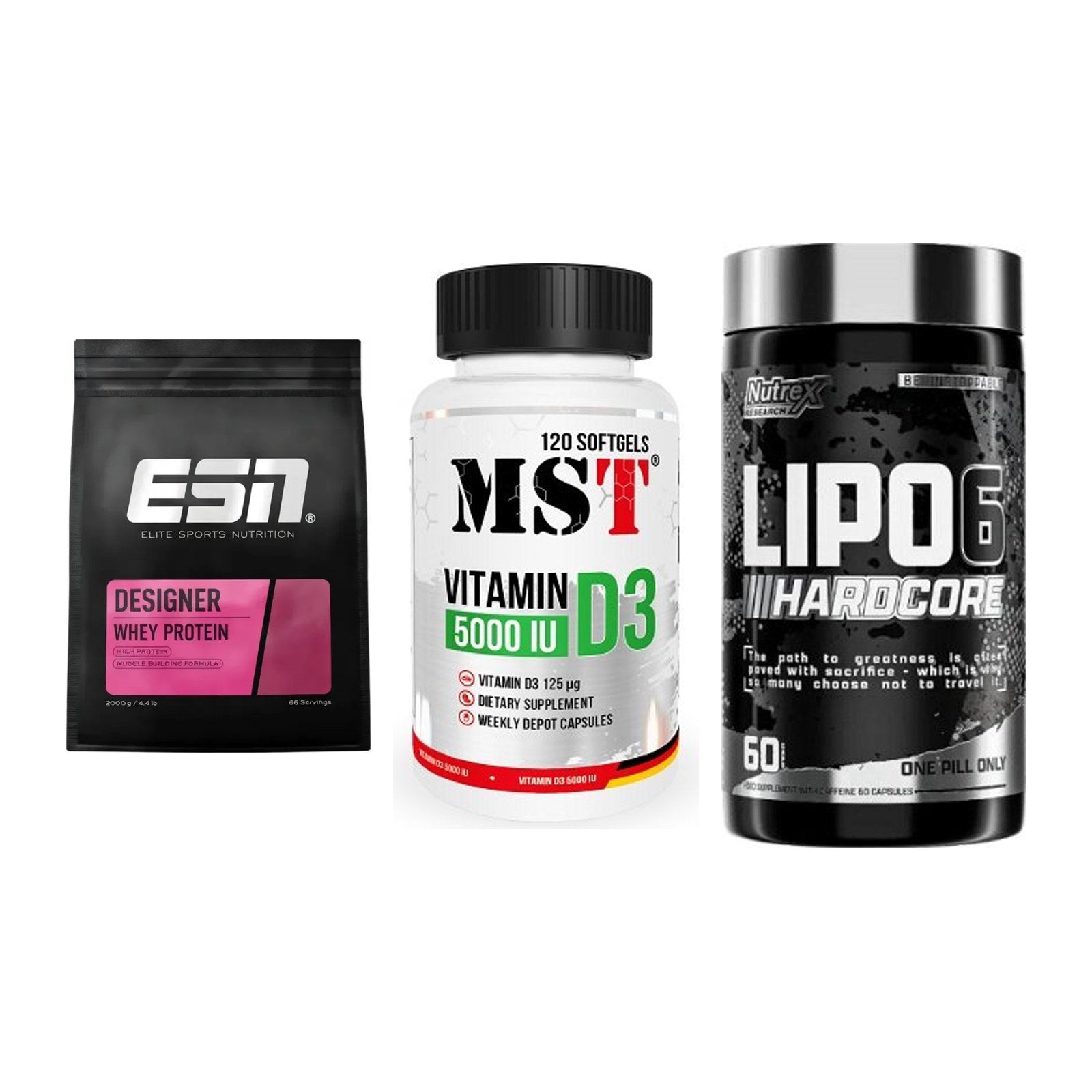Definitionsphase-Set: ESN Designer + MST Vitamin D3 + Nutrex Lipo 6 – alle enthaltenen Artikel
