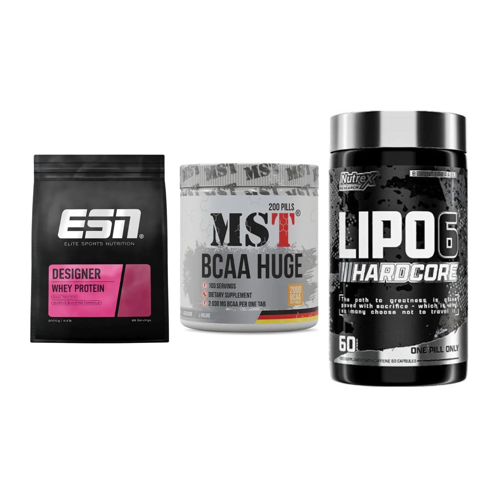 Definitionsphase-Set: ESN Designer + MST BCAA Huge + Nutrex Lipo 6 – alle enthaltenen Artikel