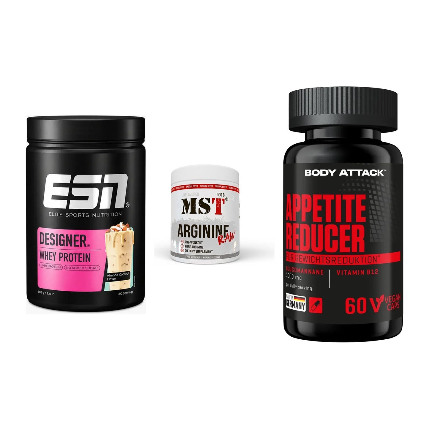 Definitionsphase-Set: ESN Designer + MST Arginine + Body Attack – alle enthaltenen Artikel