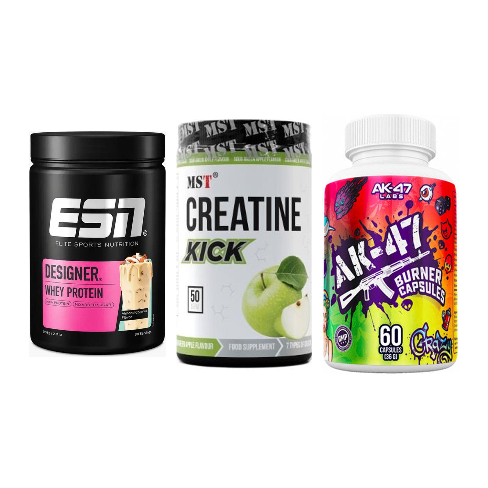 Definitionsphase-Set: ESN Designer + MST Creatine + AK47 Labs – alle enthaltenen Artikel