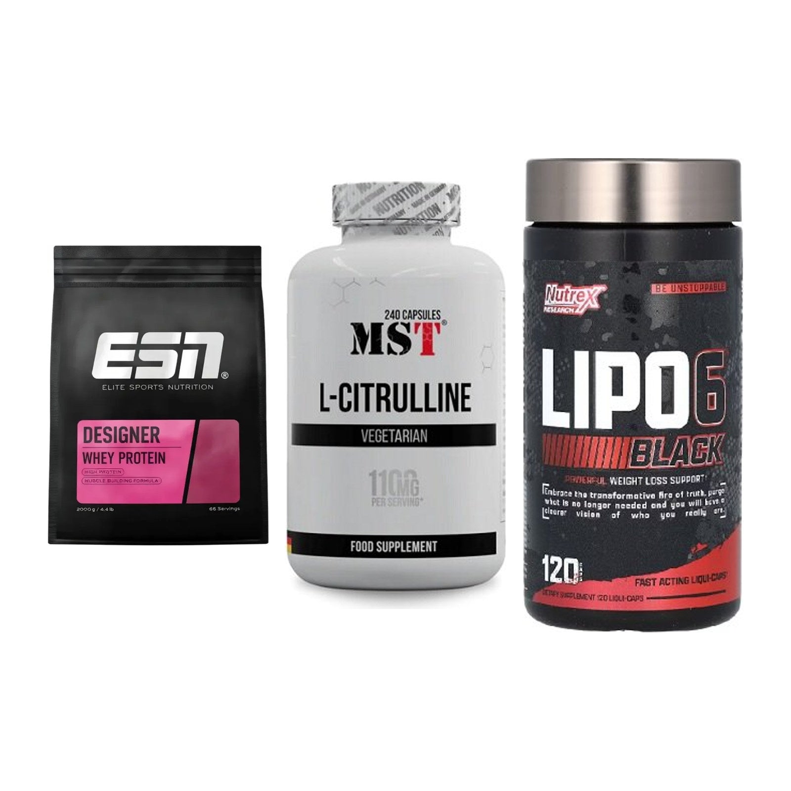 Definitionsphase-Set: ESN Designer + MST Citrulline + Nutrex Lipo 6 – alle enthaltenen Artikel