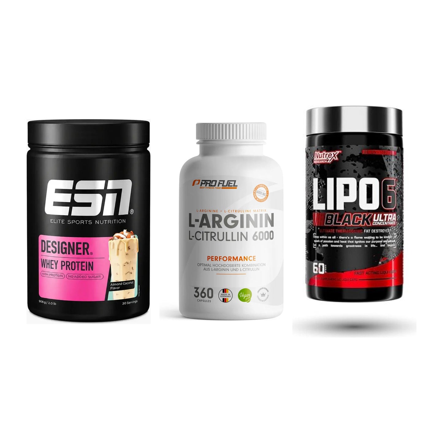 Definitionsphase-Set: ESN Designer + ProFuel L-Argi + Nutrex Lipo 6 – alle enthaltenen Artikel