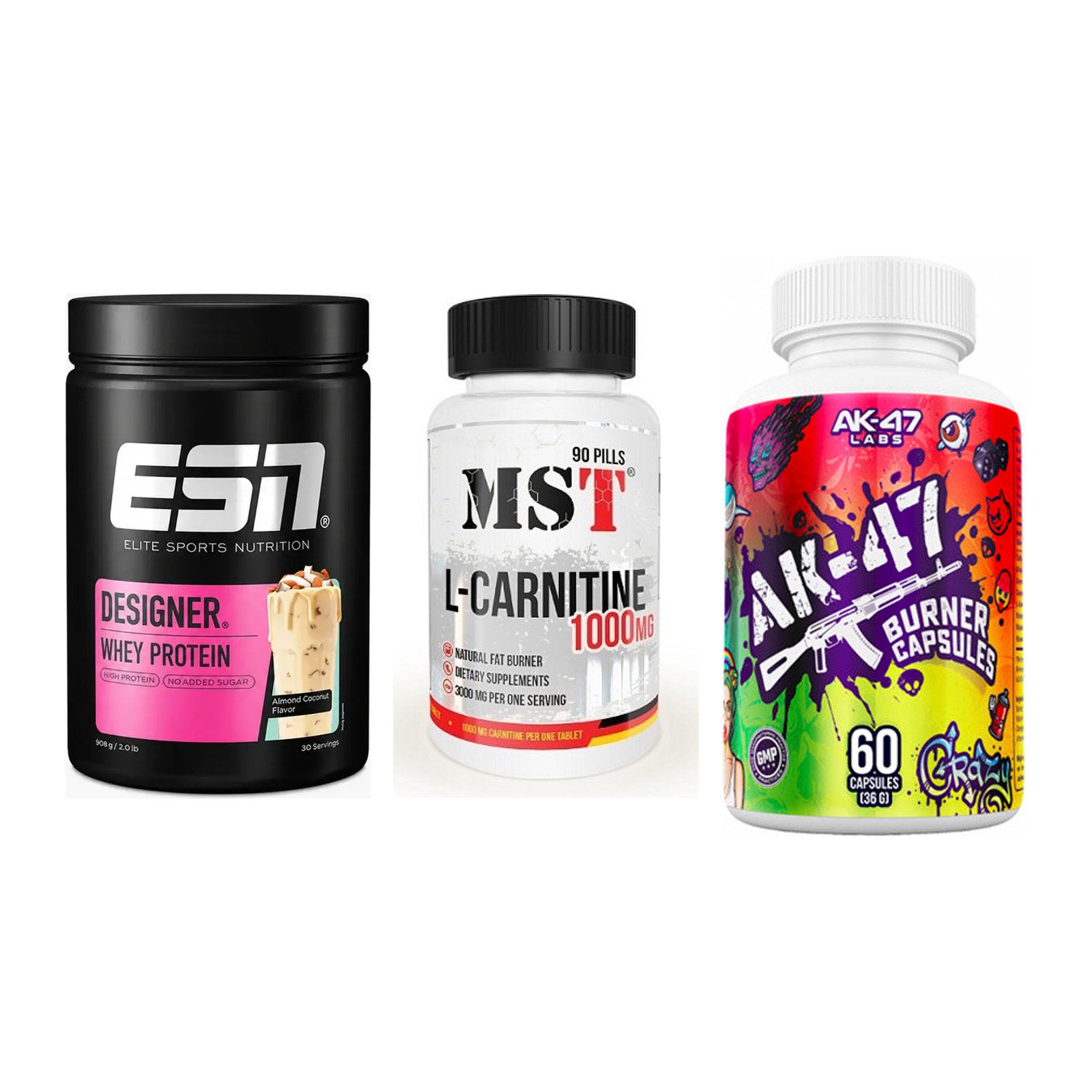 Definitionsphase-Set: ESN Designer + MST L-Carnitin + AK47 Labs – alle enthaltenen Artikel