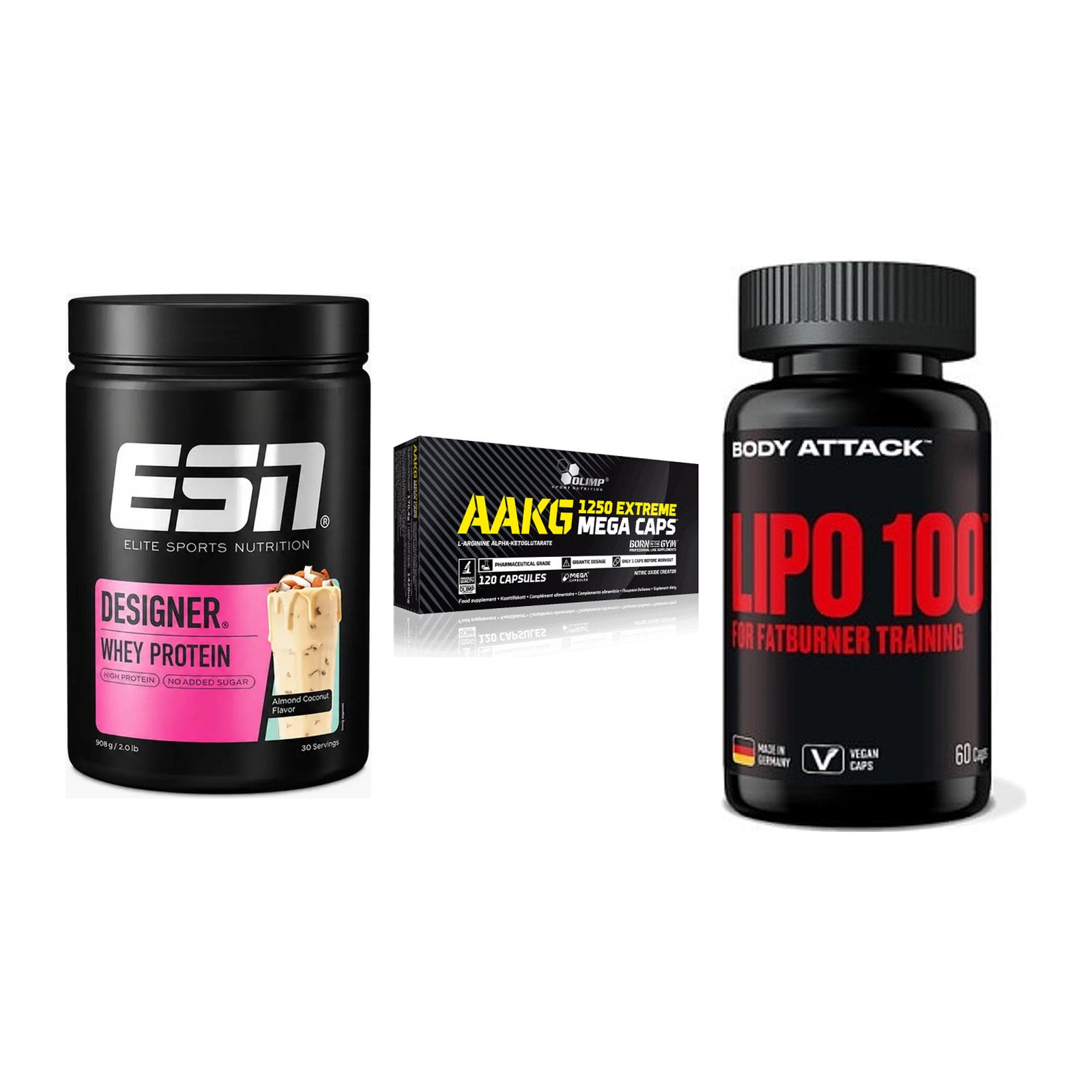 Definitionsphase-Set: ESN Designer + Olimp AAKG + Body Attack – alle enthaltenen Artikel