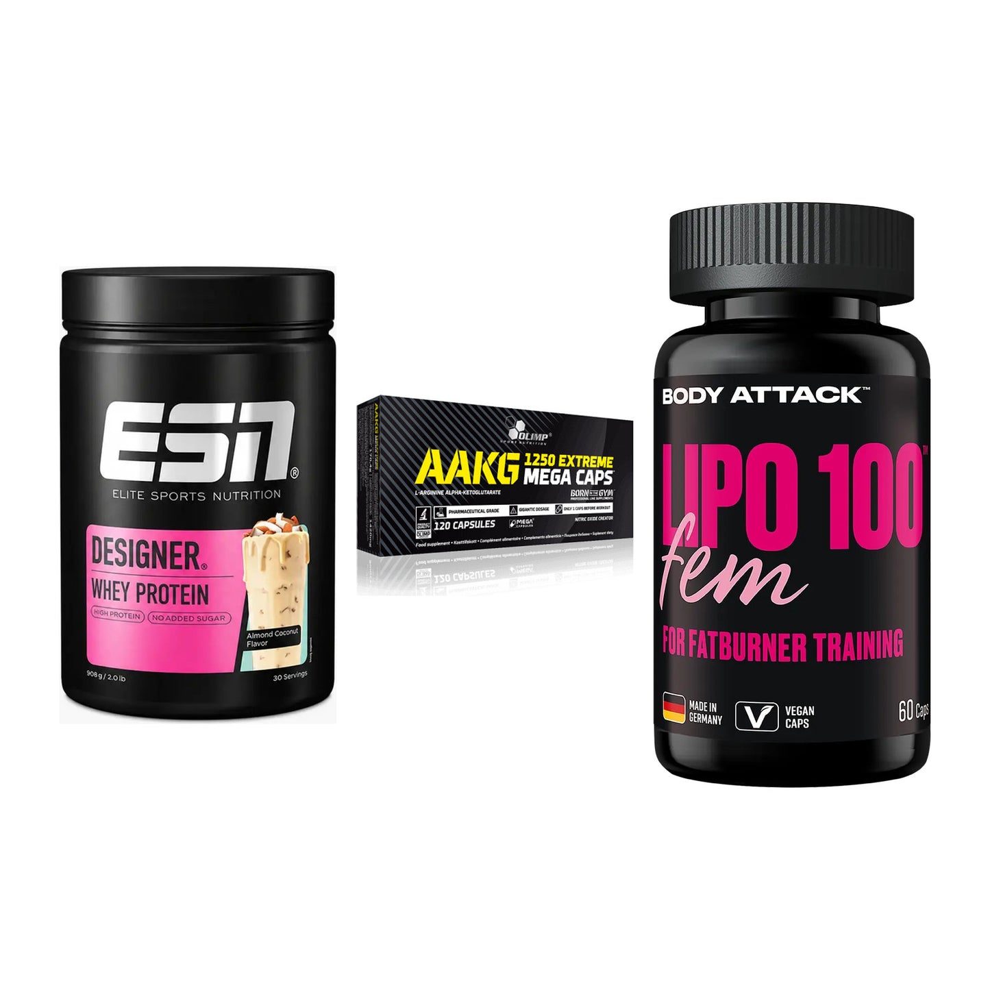 Definitionsphase-Set: ESN Designer + Olimp AAKG + Body Attack – alle enthaltenen Artikel
