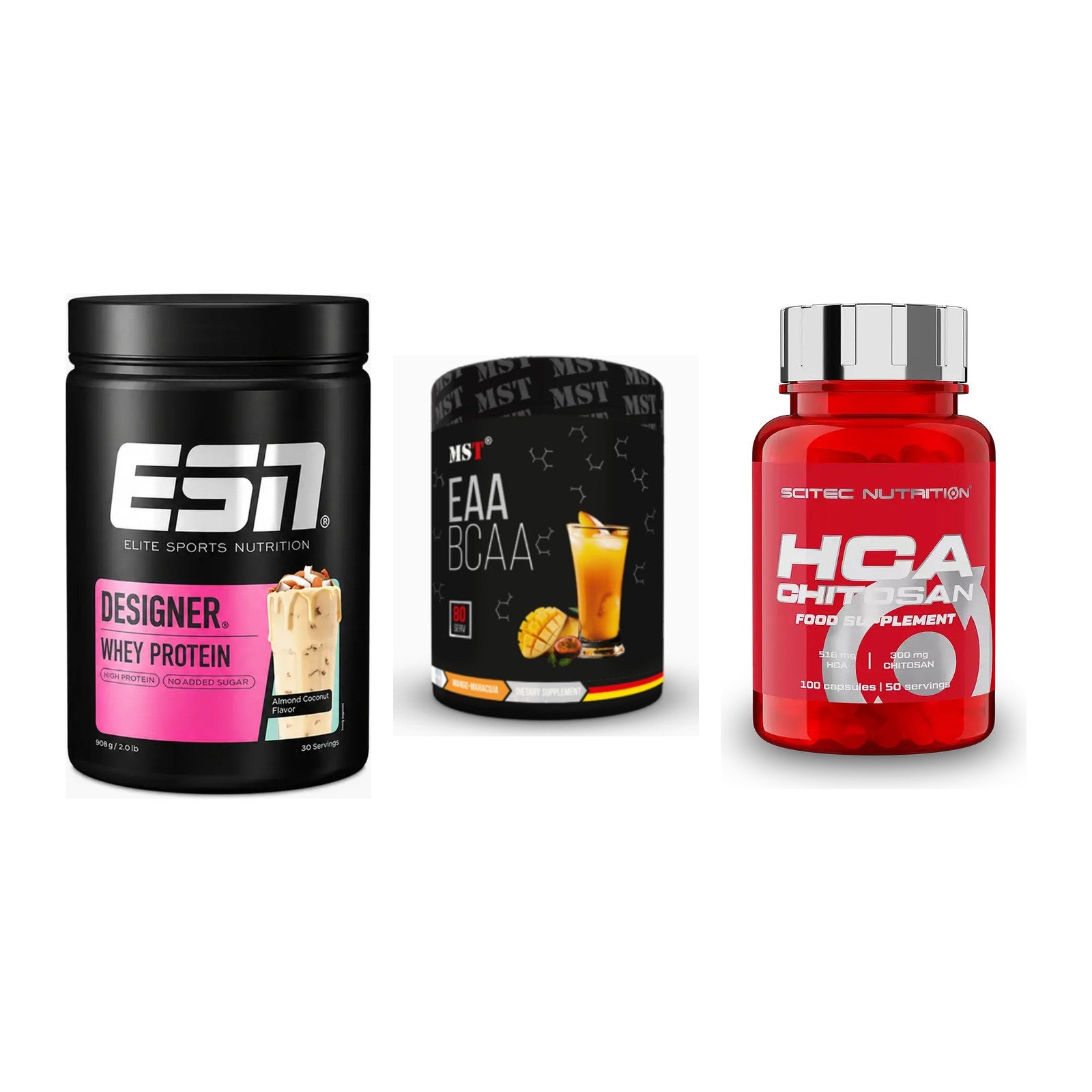Definitionsphase-Set: ESN Designer + MST EAA & BCAA + Scitec HCA-Chi – alle enthaltenen Artikel