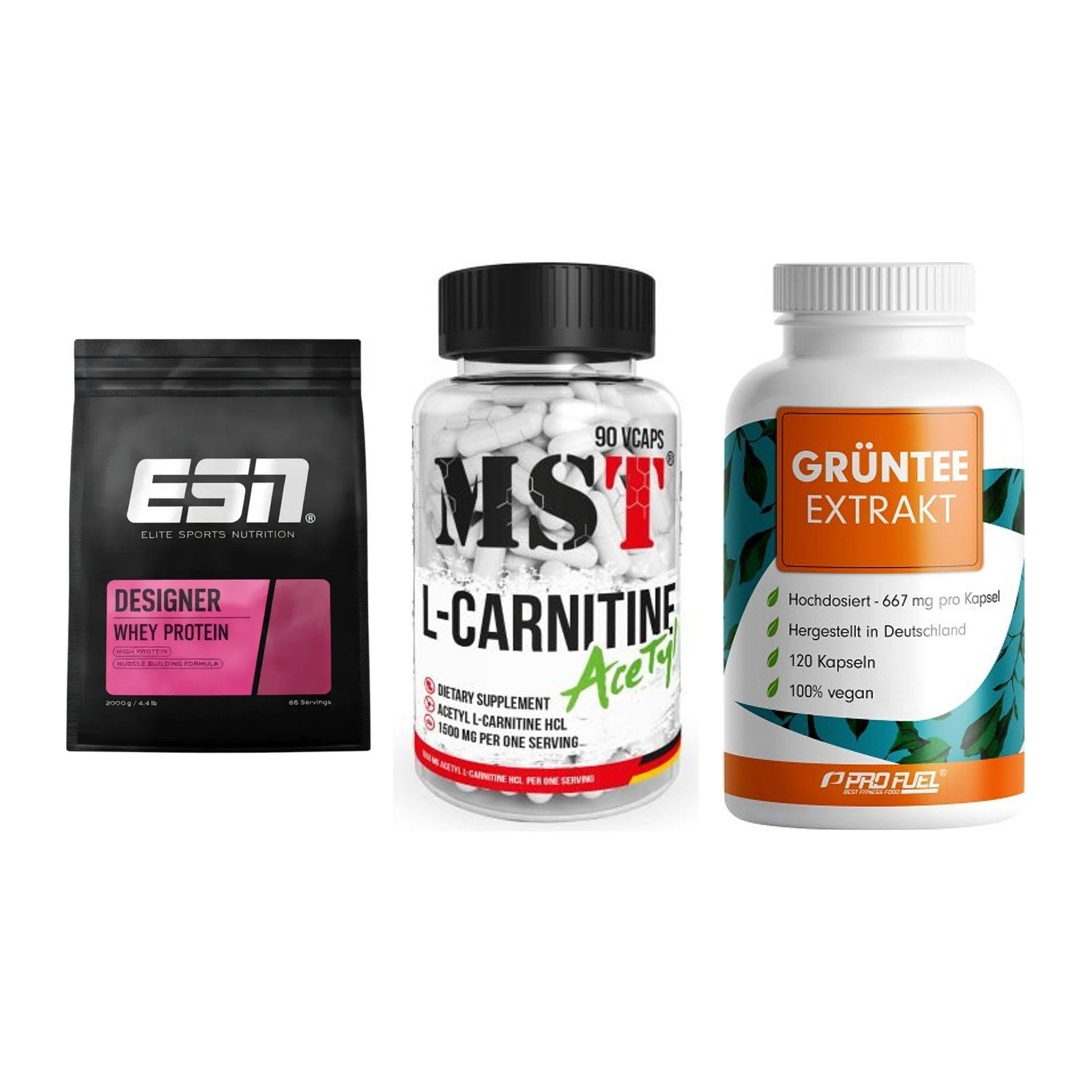 Definitionsphase-Set: ESN Designer + MST L-Carnitin + ProFuel Grünte – alle enthaltenen Artikel