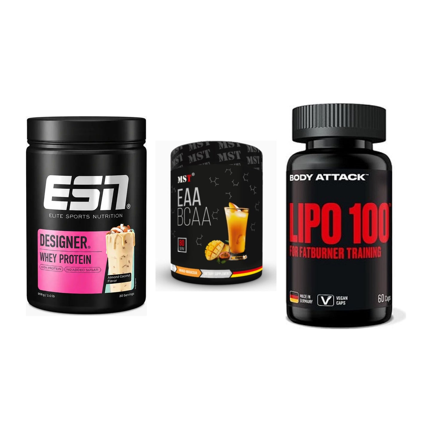 Definitionsphase-Set: ESN Designer + MST EAA & BCAA + Body Attack – alle enthaltenen Artikel