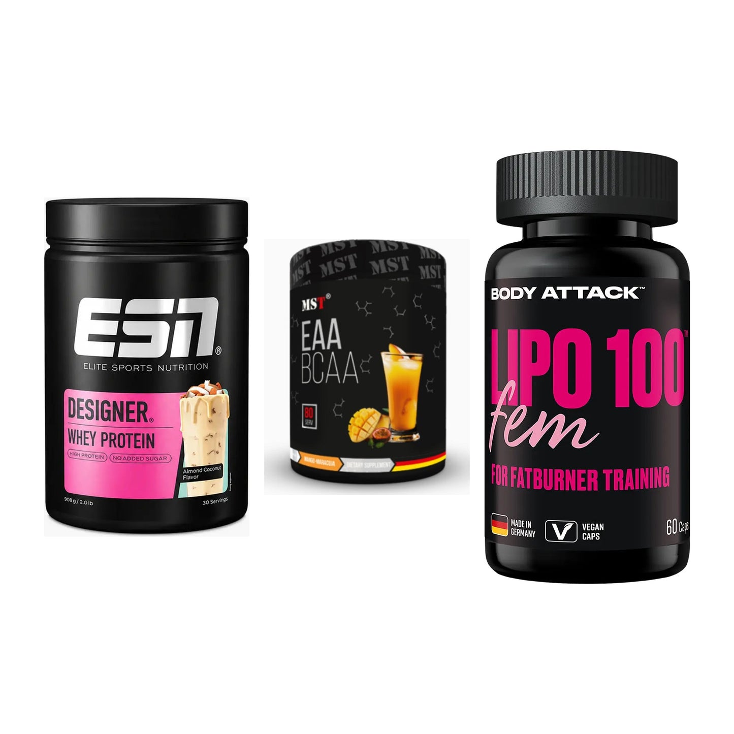 Definitionsphase-Set: ESN Designer + MST EAA & BCAA + Body Attack – alle enthaltenen Artikel