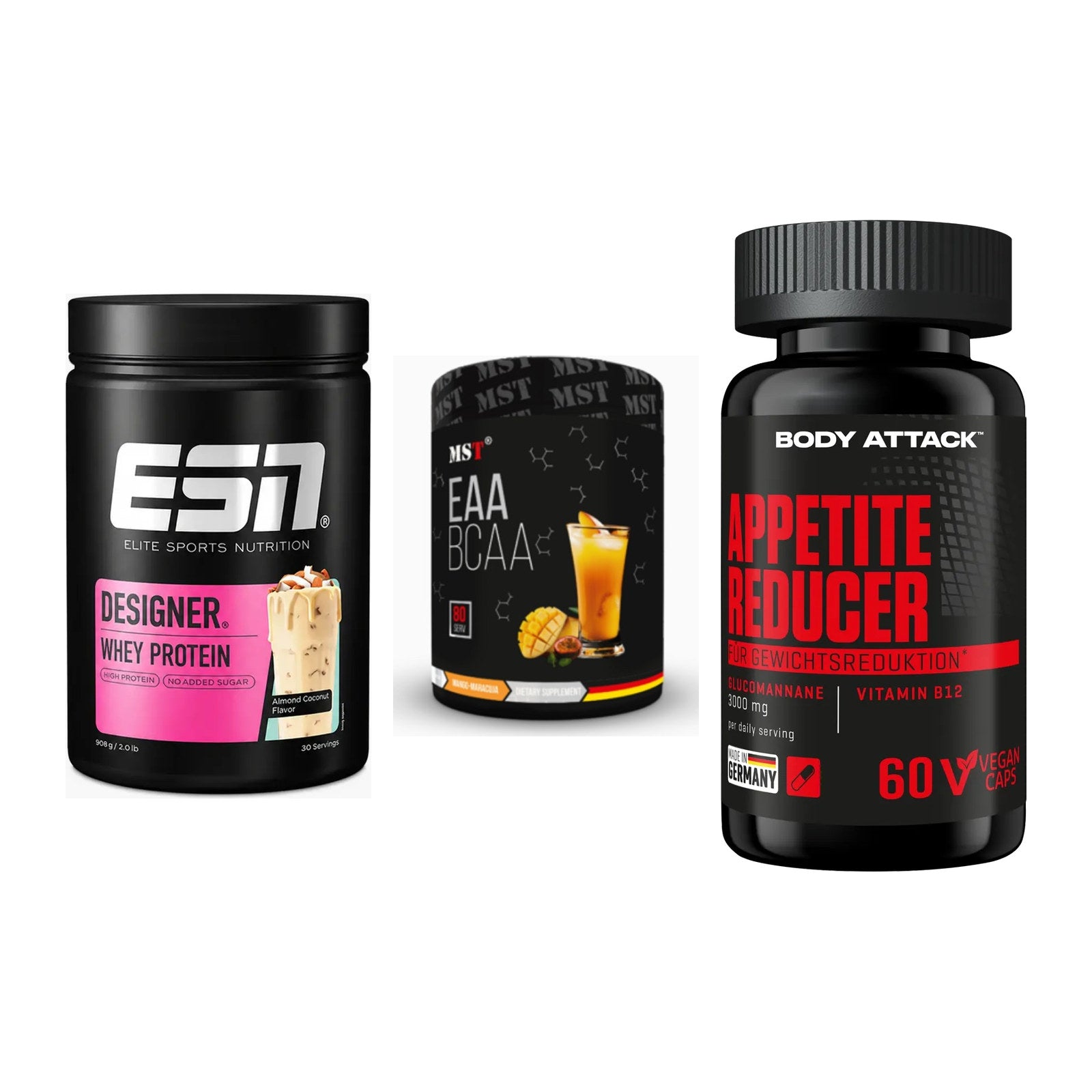 Definitionsphase-Set: ESN Designer + MST EAA & BCAA + Body Attack – alle enthaltenen Artikel