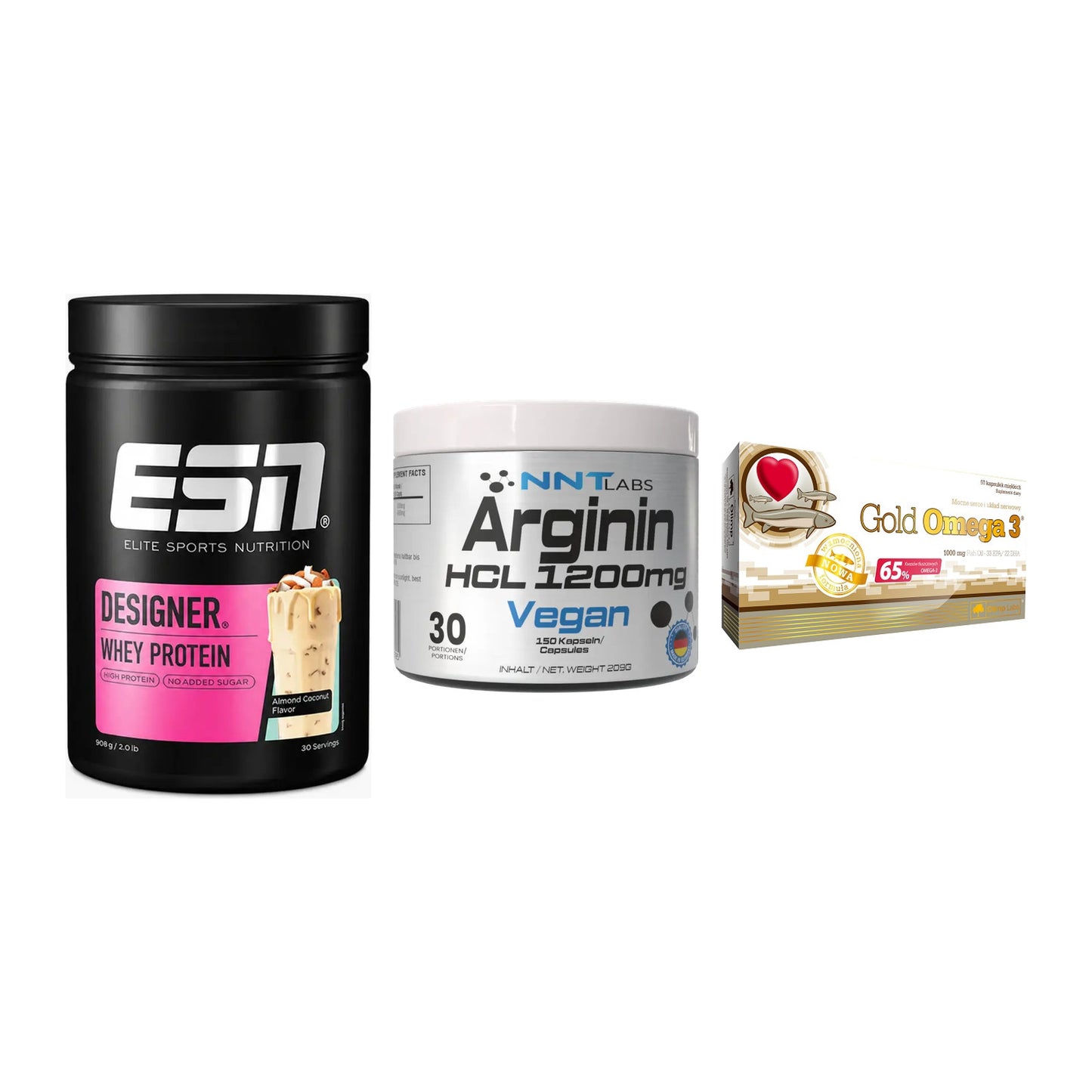 Definitionsphase-Set: ESN Designer + NNT Arginin + Olimp Omega 3 – alle enthaltenen Artikel