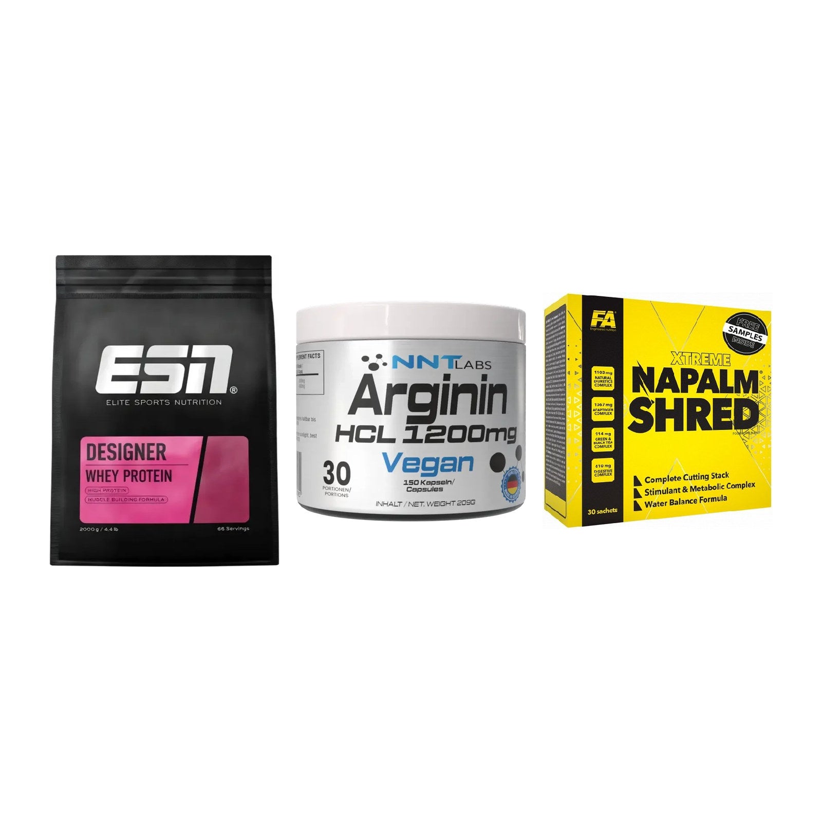 Definitionsphase-Set: ESN Designer + NNT Arginin + FA Nutrition – alle enthaltenen Artikel