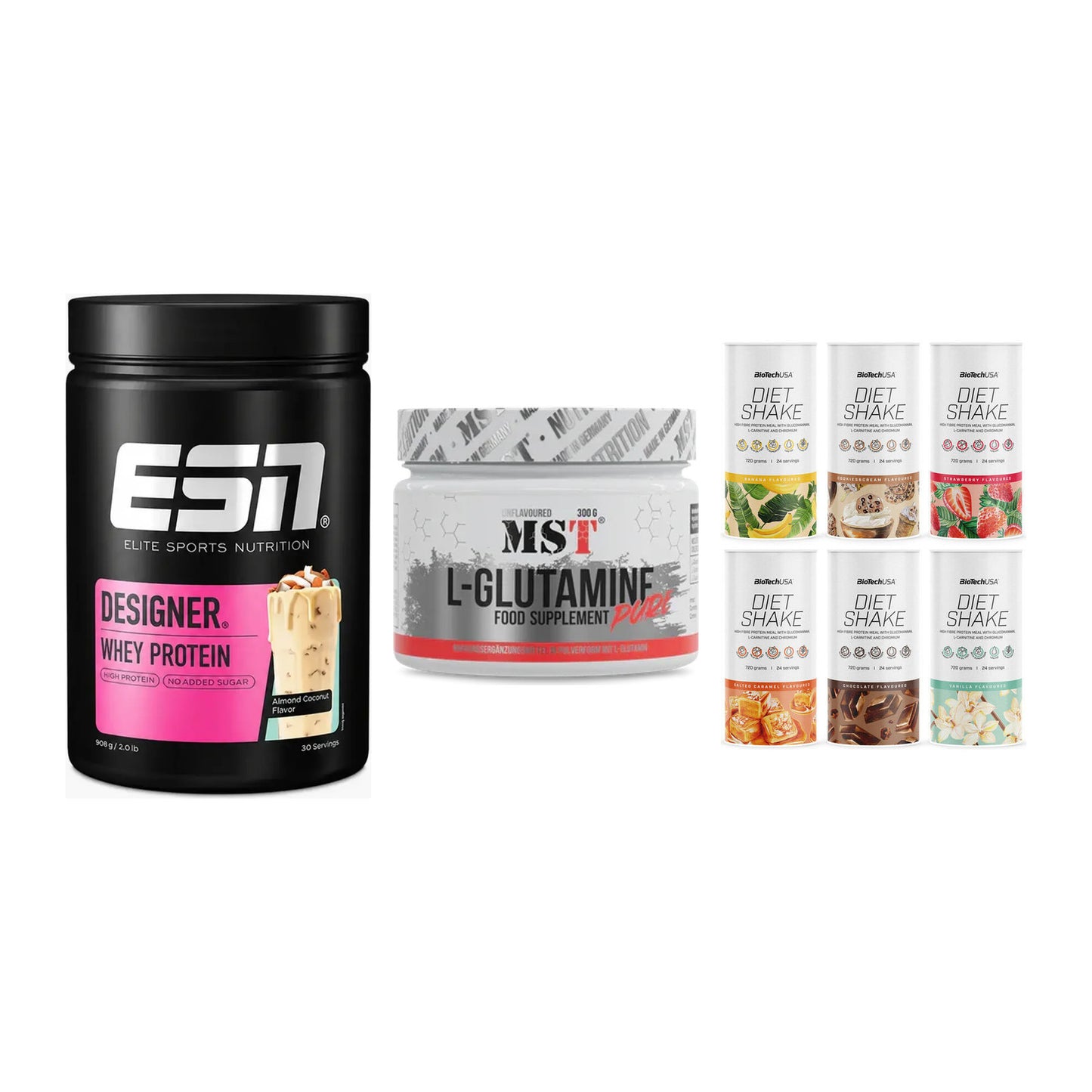 Definitionsphase-Set: ESN Designer + MST Glutamine + BioTech Diet – alle enthaltenen Artikel