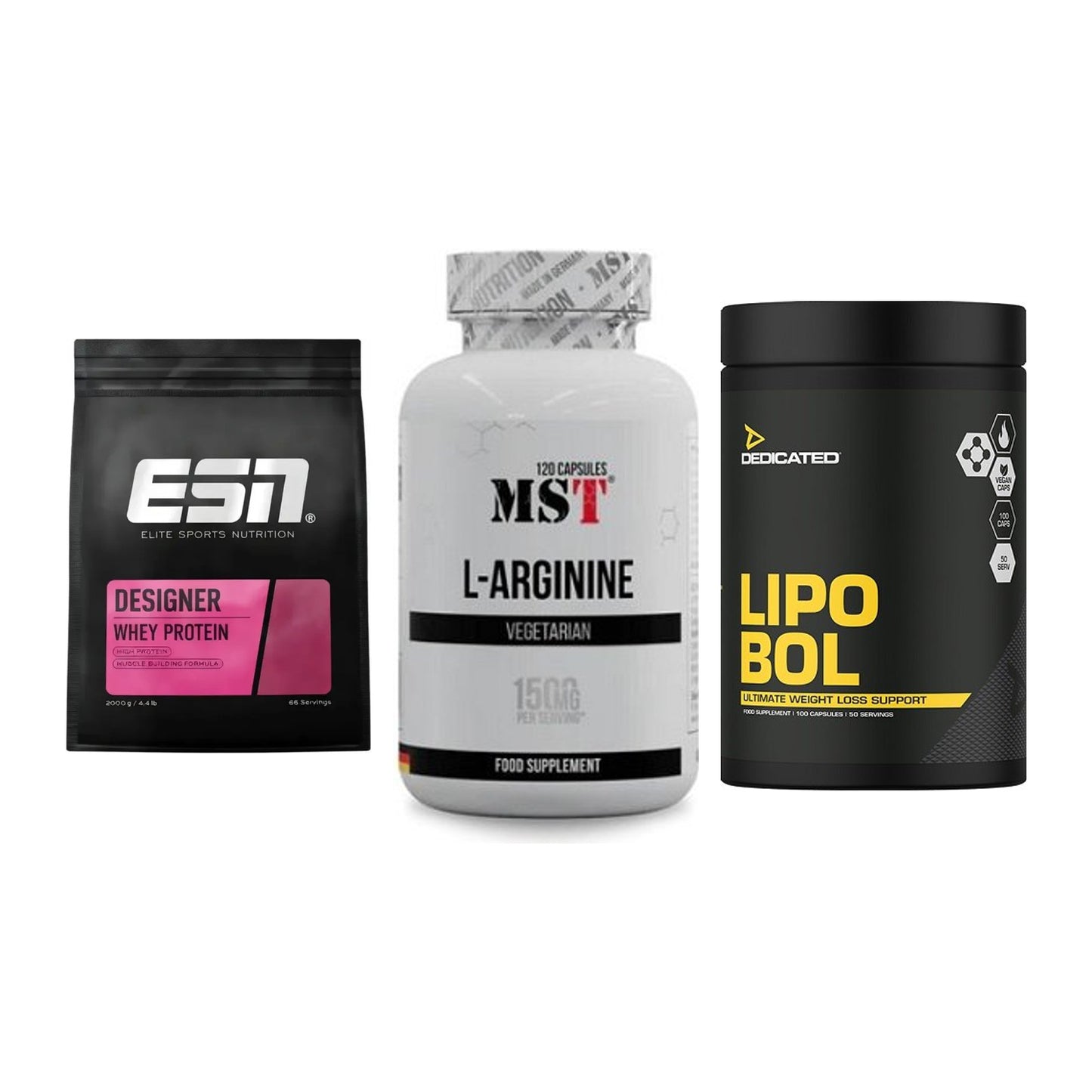 Definitionsphase-Set: ESN Designer + MST L-Arginine + Dedicated – alle enthaltenen Artikel