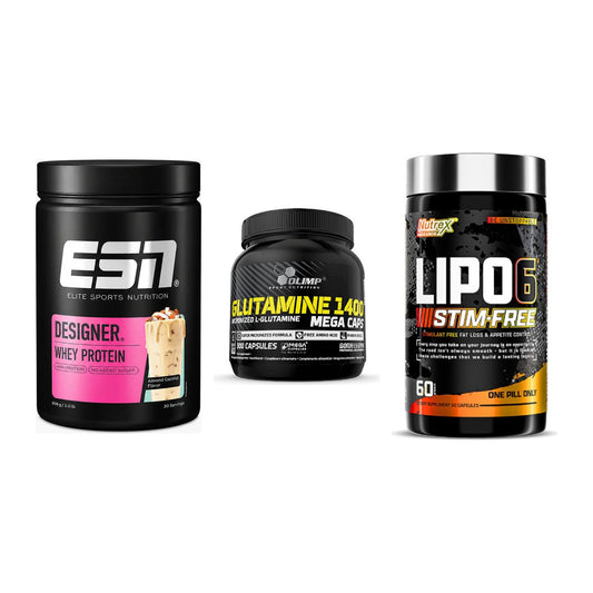 Definitionsphase-Set: ESN Designer + Olimp L-Glutam + Nutrex Lipo 6 – alle enthaltenen Artikel