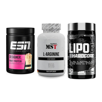 Definitionsphase-Set: ESN Designer + MST L-Arginine + Nutrex Lipo 6 – alle enthaltenen Artikel