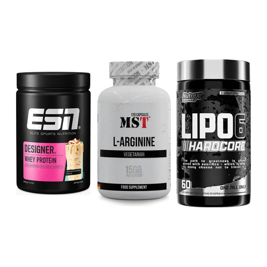 Definitionsphase-Set: ESN Designer + MST L-Arginine + Nutrex Lipo 6 – alle enthaltenen Artikel