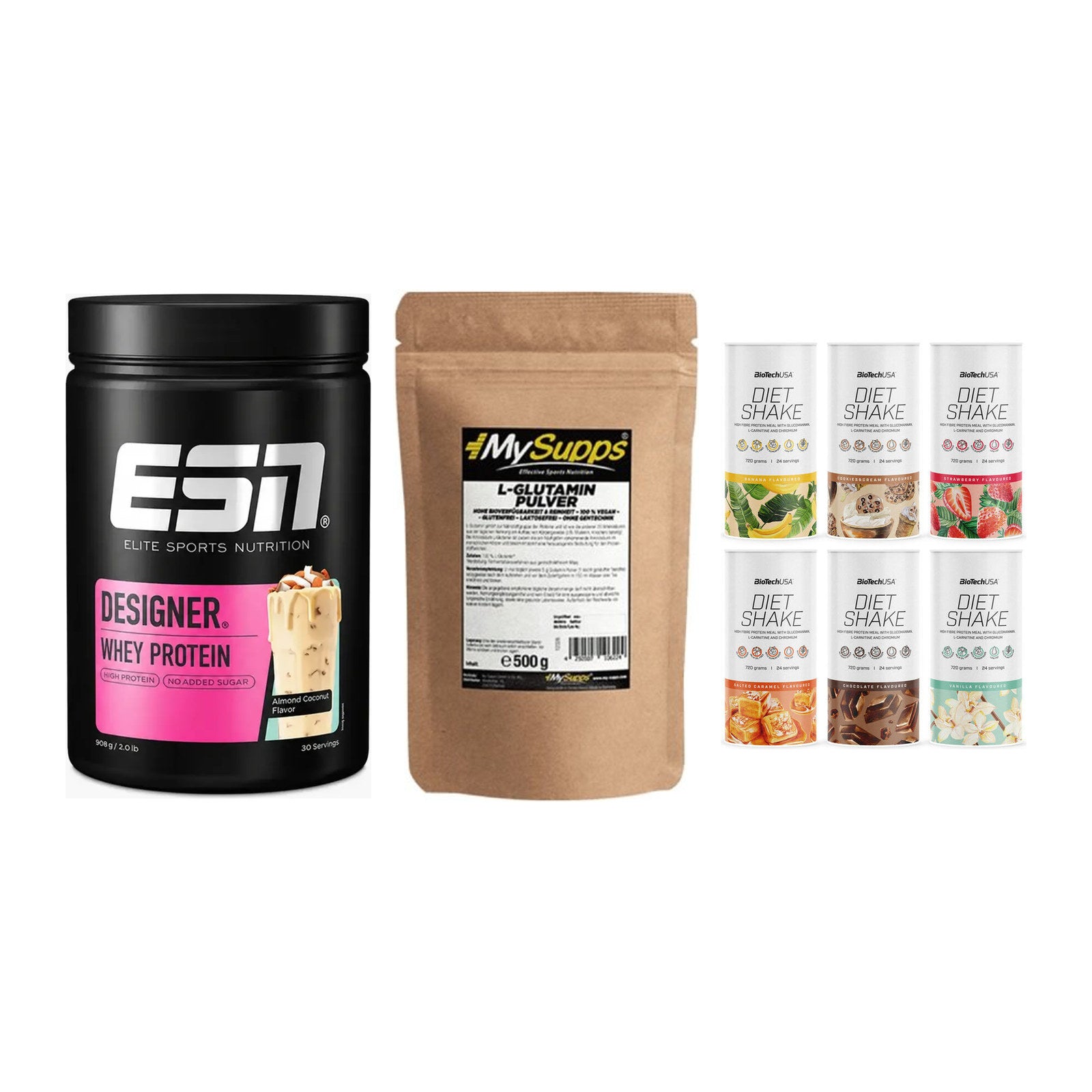 Definitionsphase-Set: ESN Designer + MySupps Glutam + BioTech Diet – alle enthaltenen Artikel